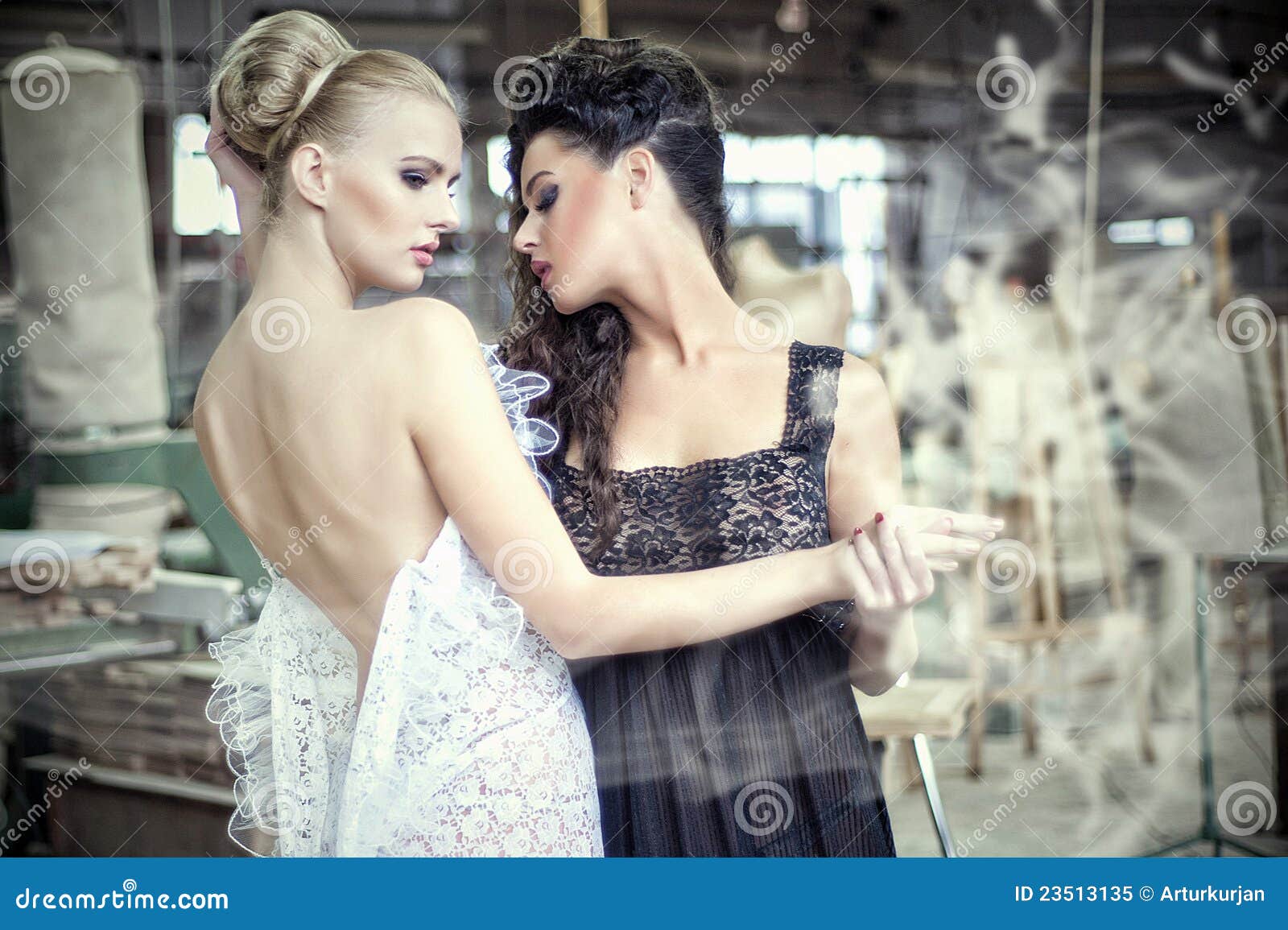 Two Stunning Ladies in a Dancing Pose Stock Image Image of emotions