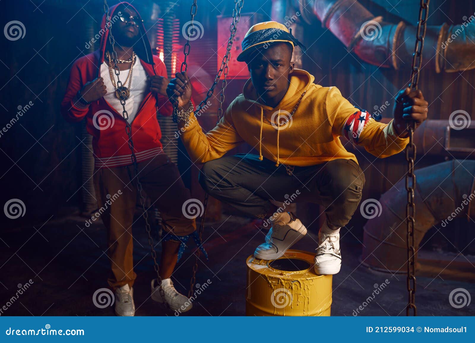 Two Stylish Rappers Dancing in Studio Stock Photo - Image of urban ...