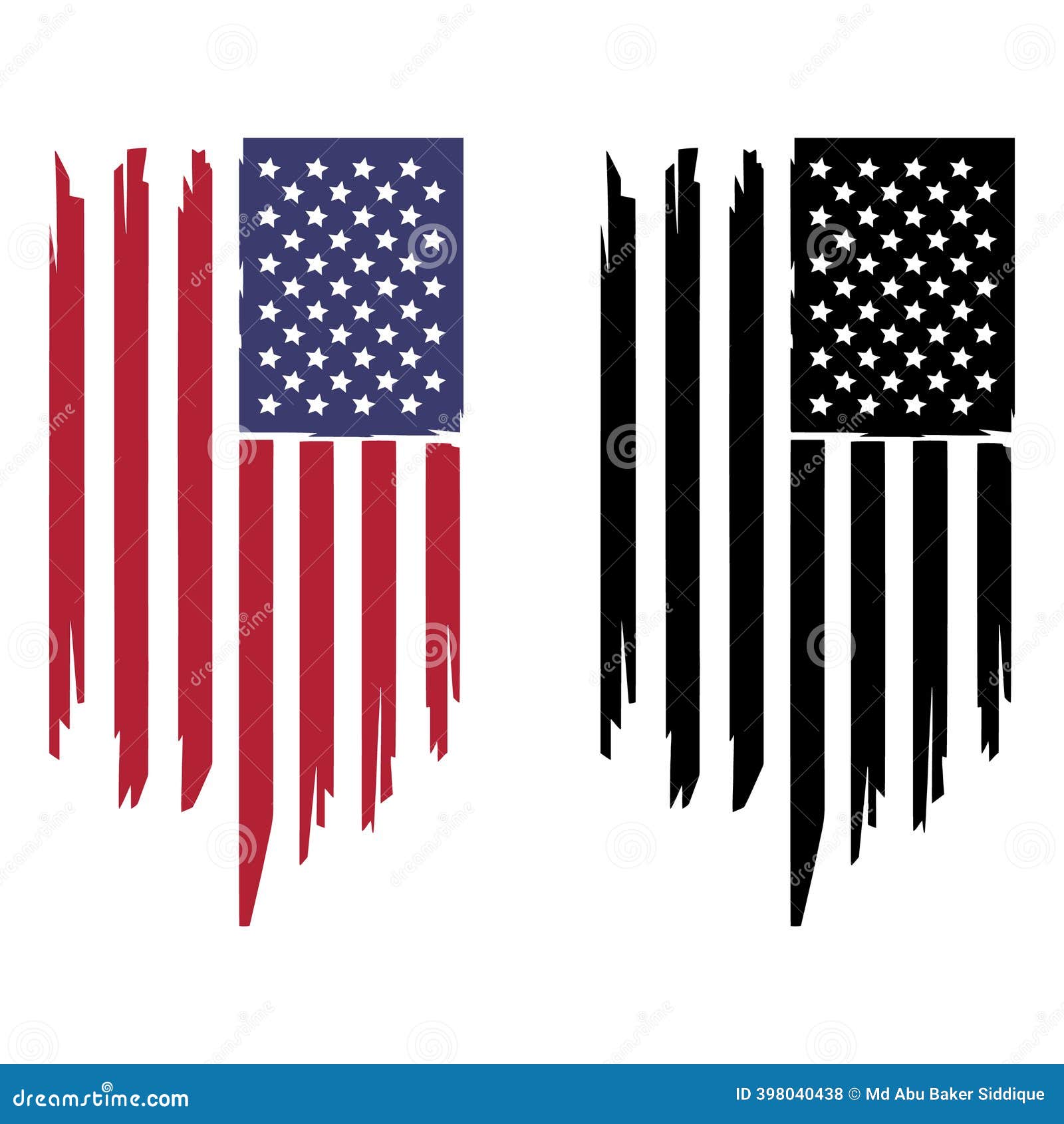 Distressed American Flag Designs in Red White Blue and Black