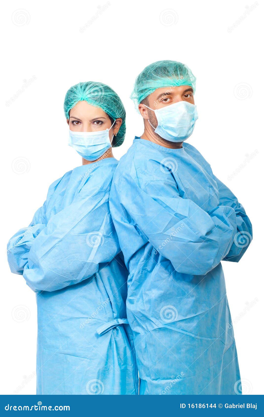 two surgeons in sterile uniforms