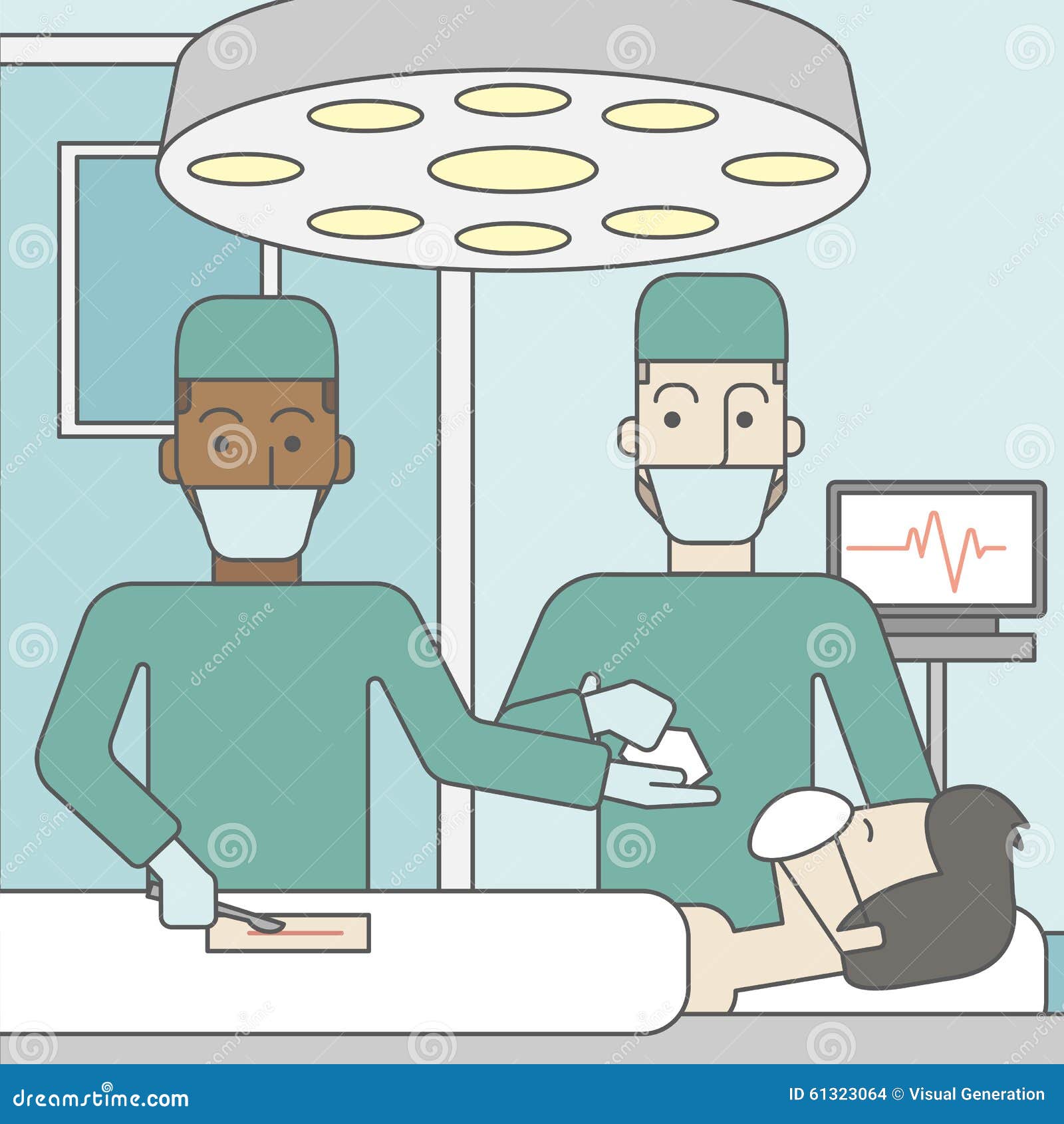 Two surgeons working stock vector. Illustration of operation 61323064