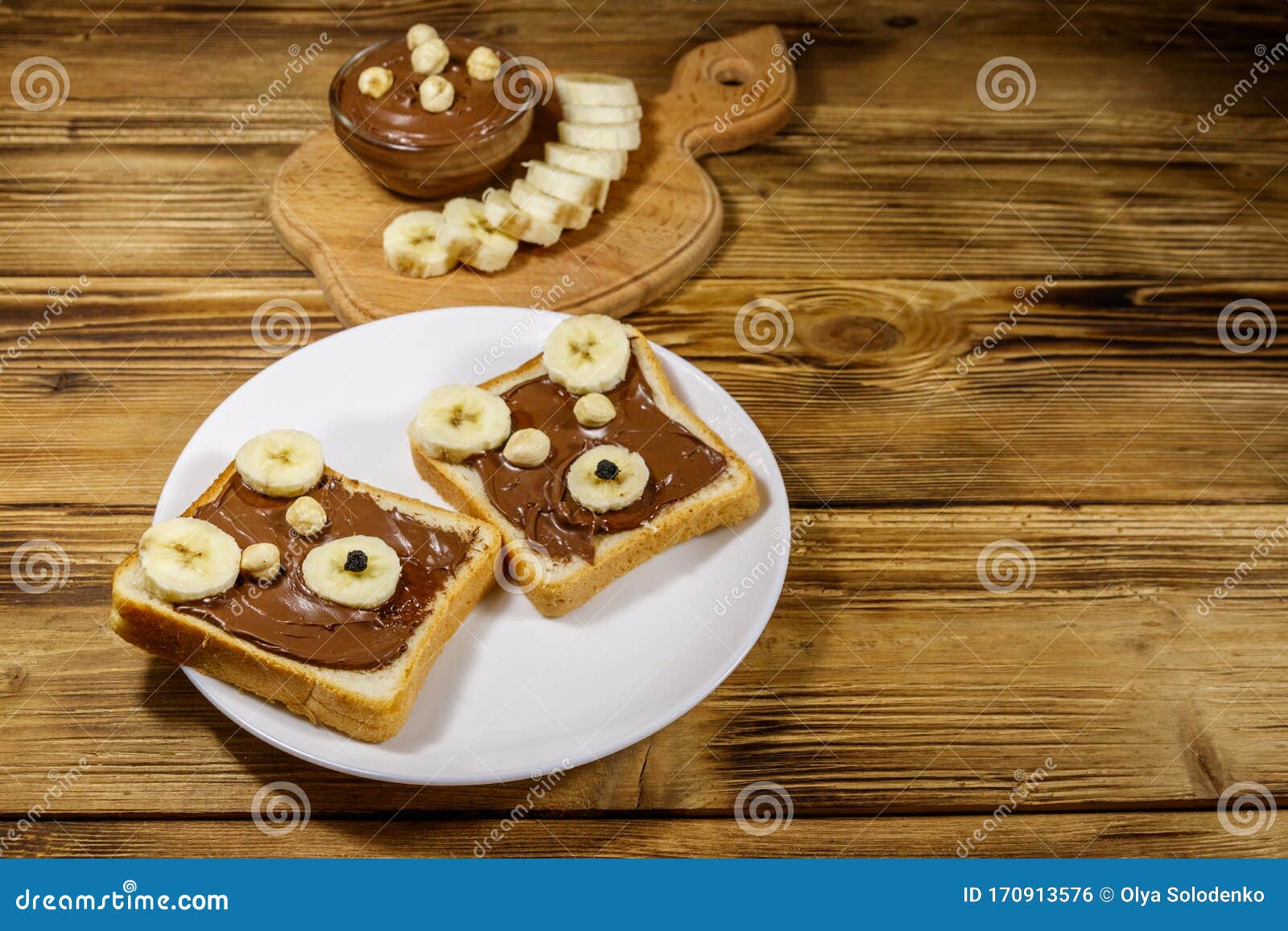 Two Sweet Sandwiches with Delicious Chocolate Hazelnut Spread and