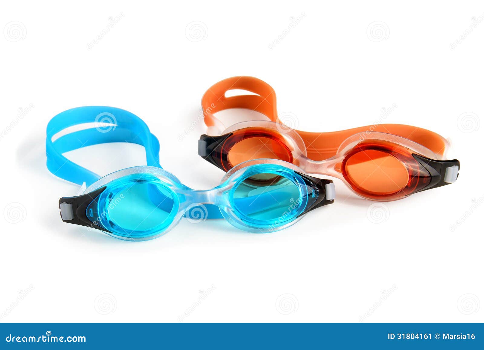 two swimming goggles on white