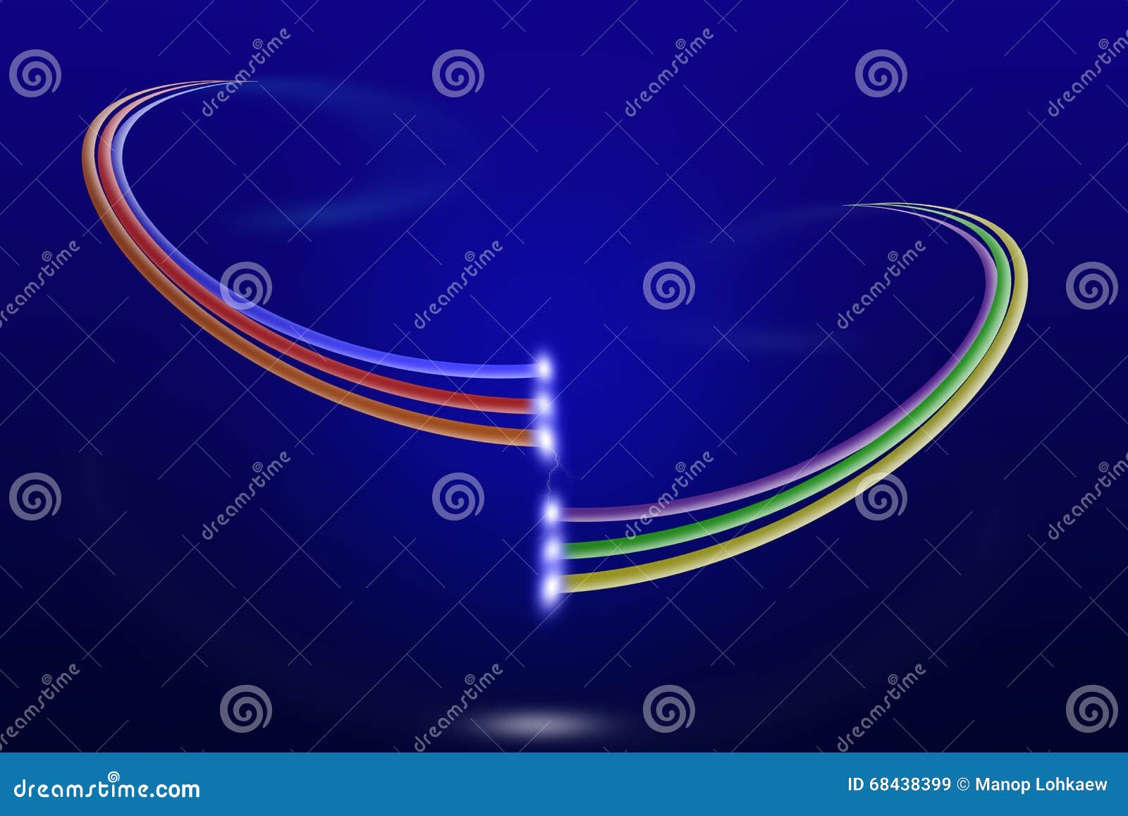Two Systems of Multi Colored Fiber Optic Cables with Light on Blue