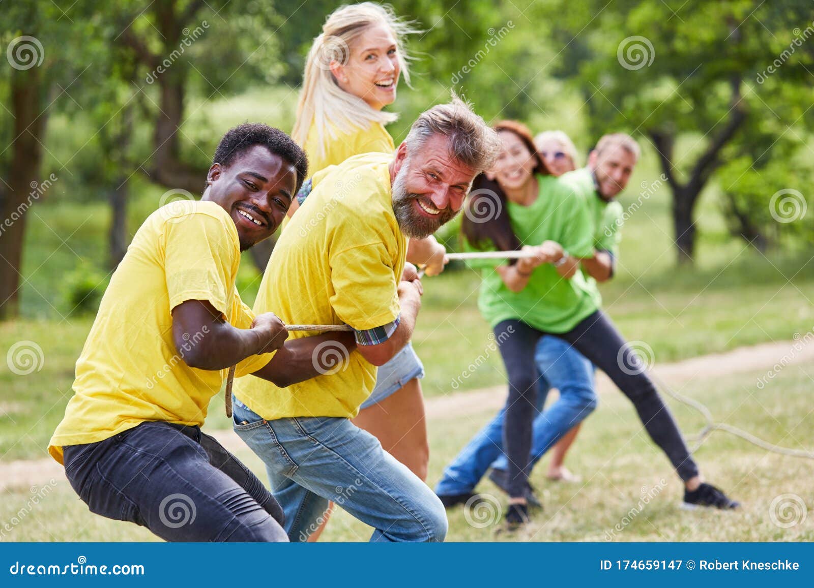 Two Teams Competing in Tug-of-war Stock Image - Image of integration ...