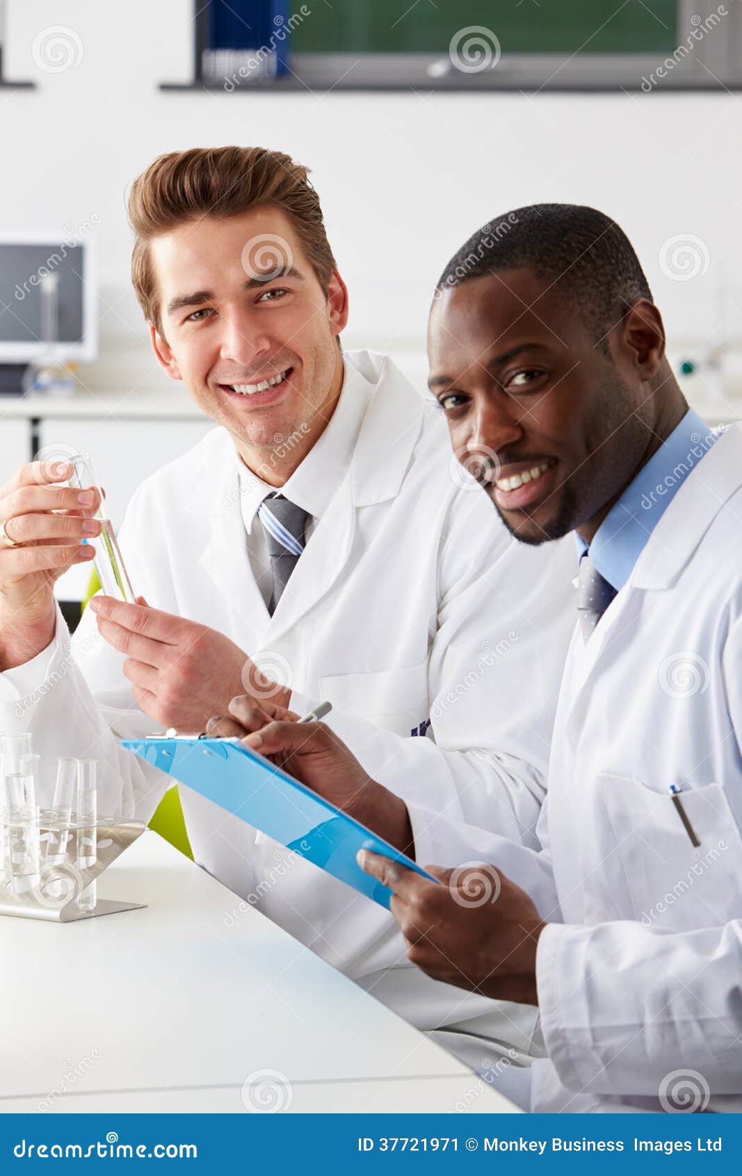 two technicians working in laboratory