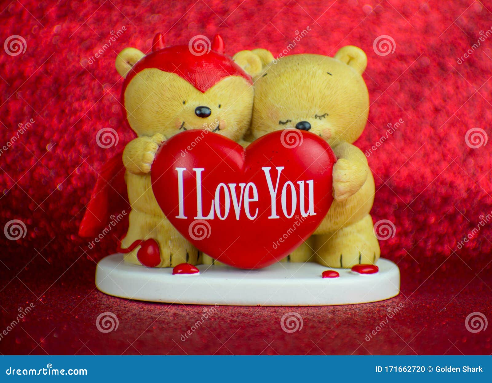 Two Teddy Bears with Heart I Love You on Red Background Stock Photo - Image  of passion, entiment: 171662720