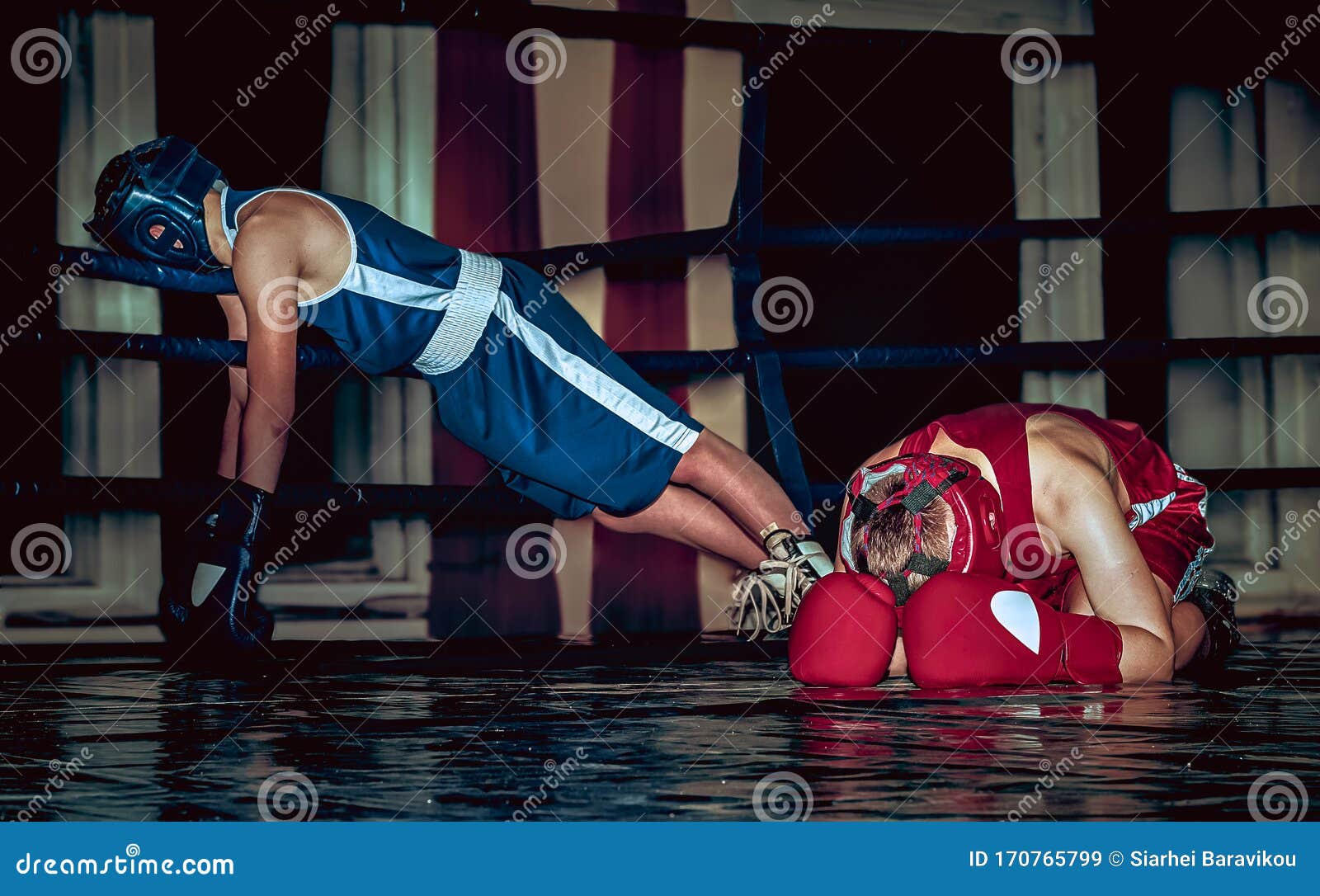 Two Teenage Boxers In The Ring Stock Image Image Of Glove Hitting