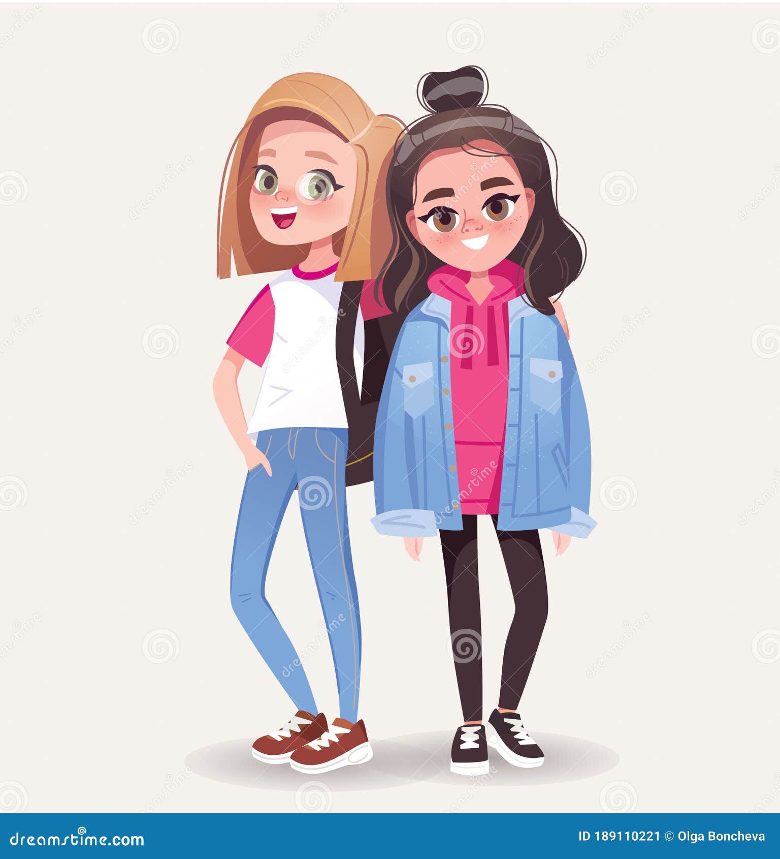 Two Teenage Girls. Best Friends Hug Stock Vector - Illustration of isolated, cute: 189110221 Two Teenage Girls. Best Friends Hug Stock Vector - Illustration of isolated, cute: 189110221