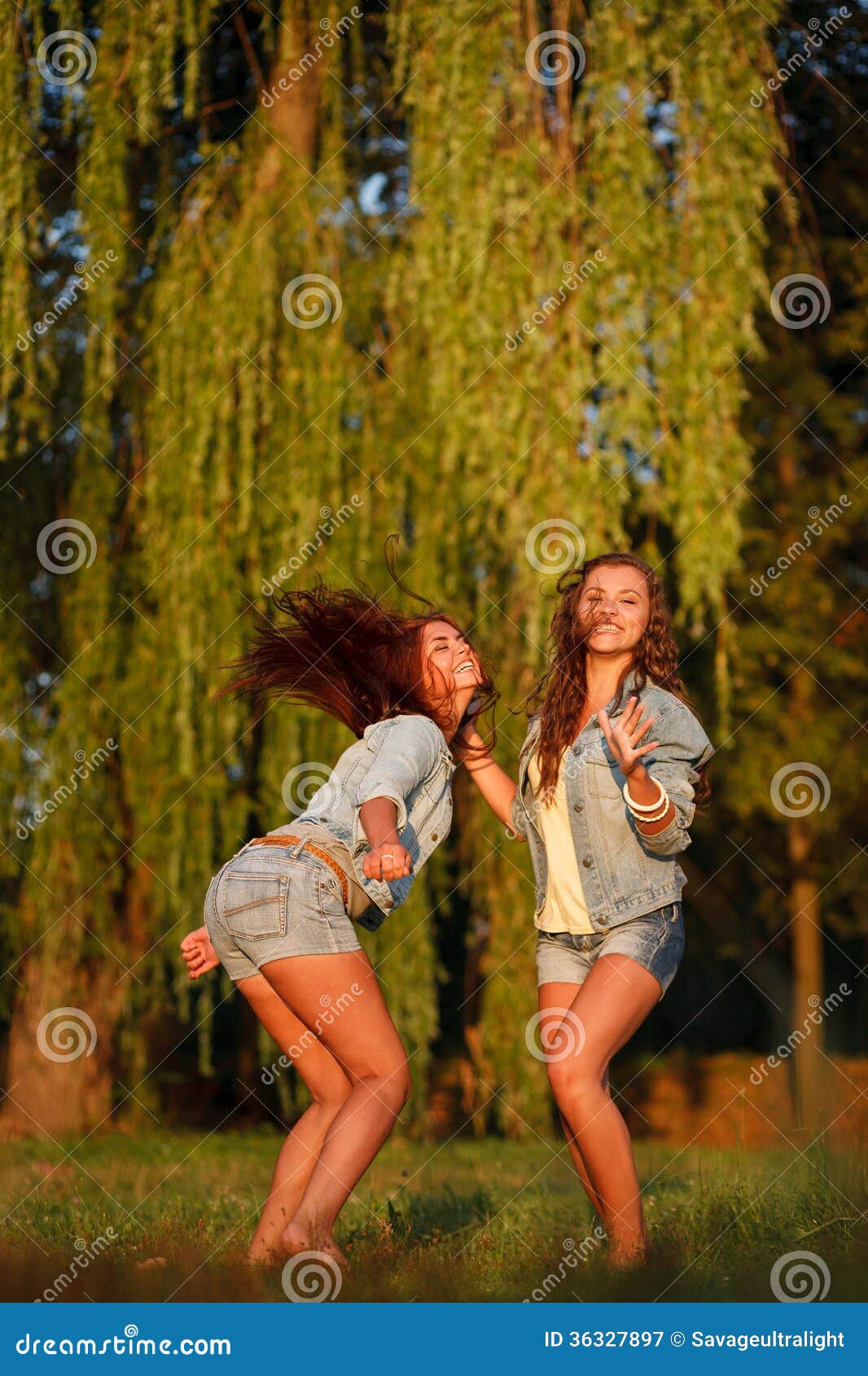 Two Teenage Girls Dancing Royalty Fre