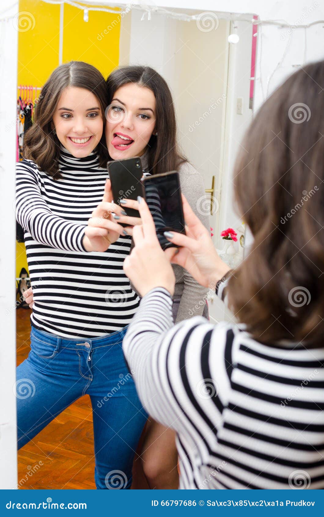 Cute Teen Girls Taking Selfies