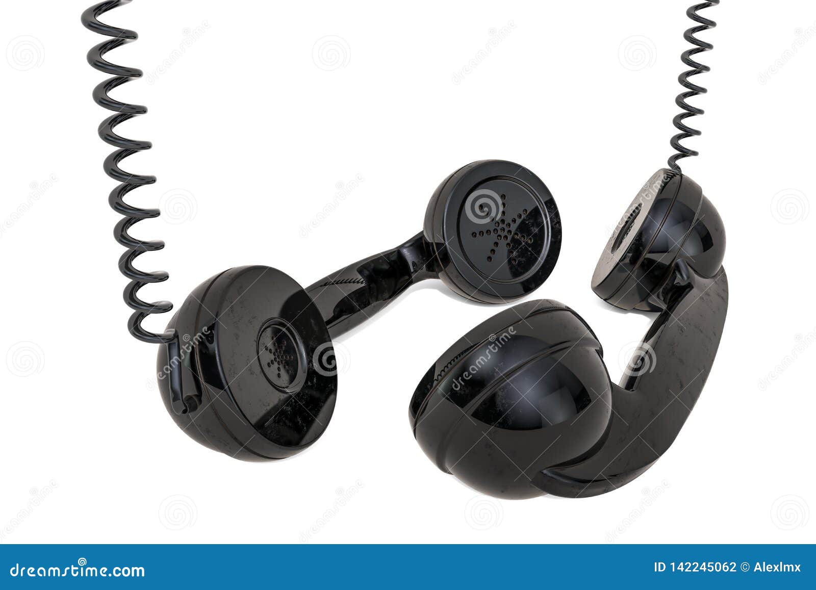 Two Telephone Handsets, Talking Concept. 3D Rendering Stock