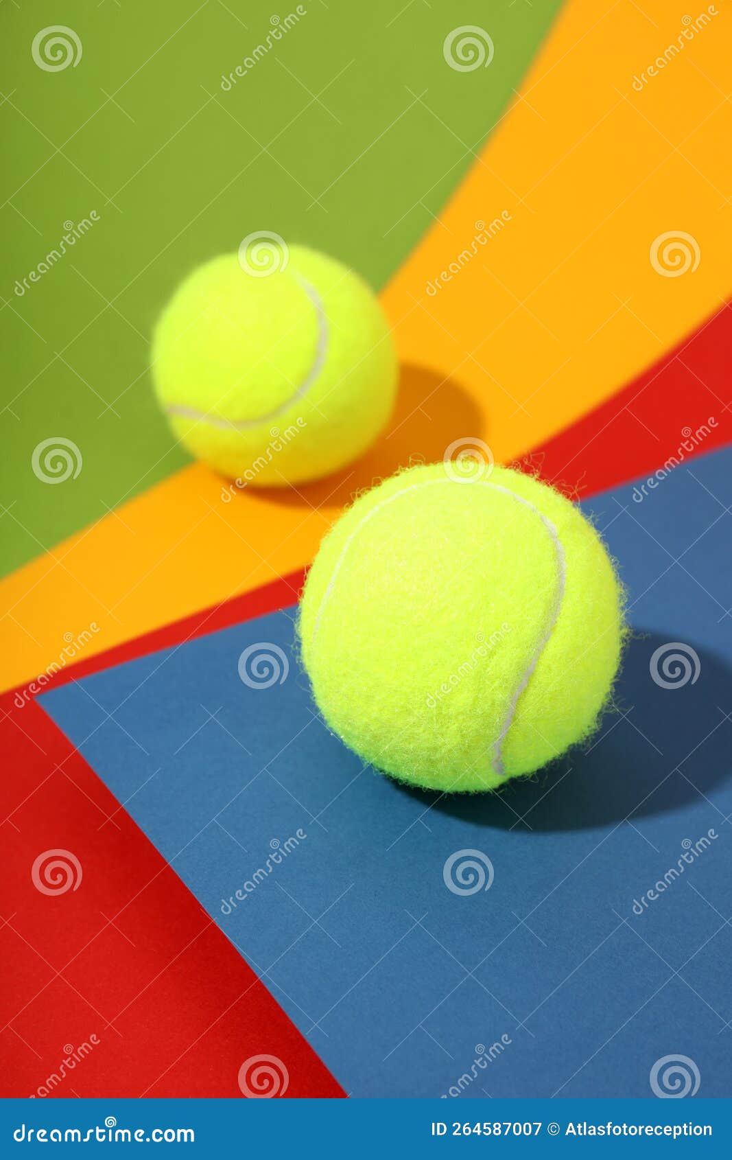 Two Tennis Balls on Different Colors Background Stock Image Image of