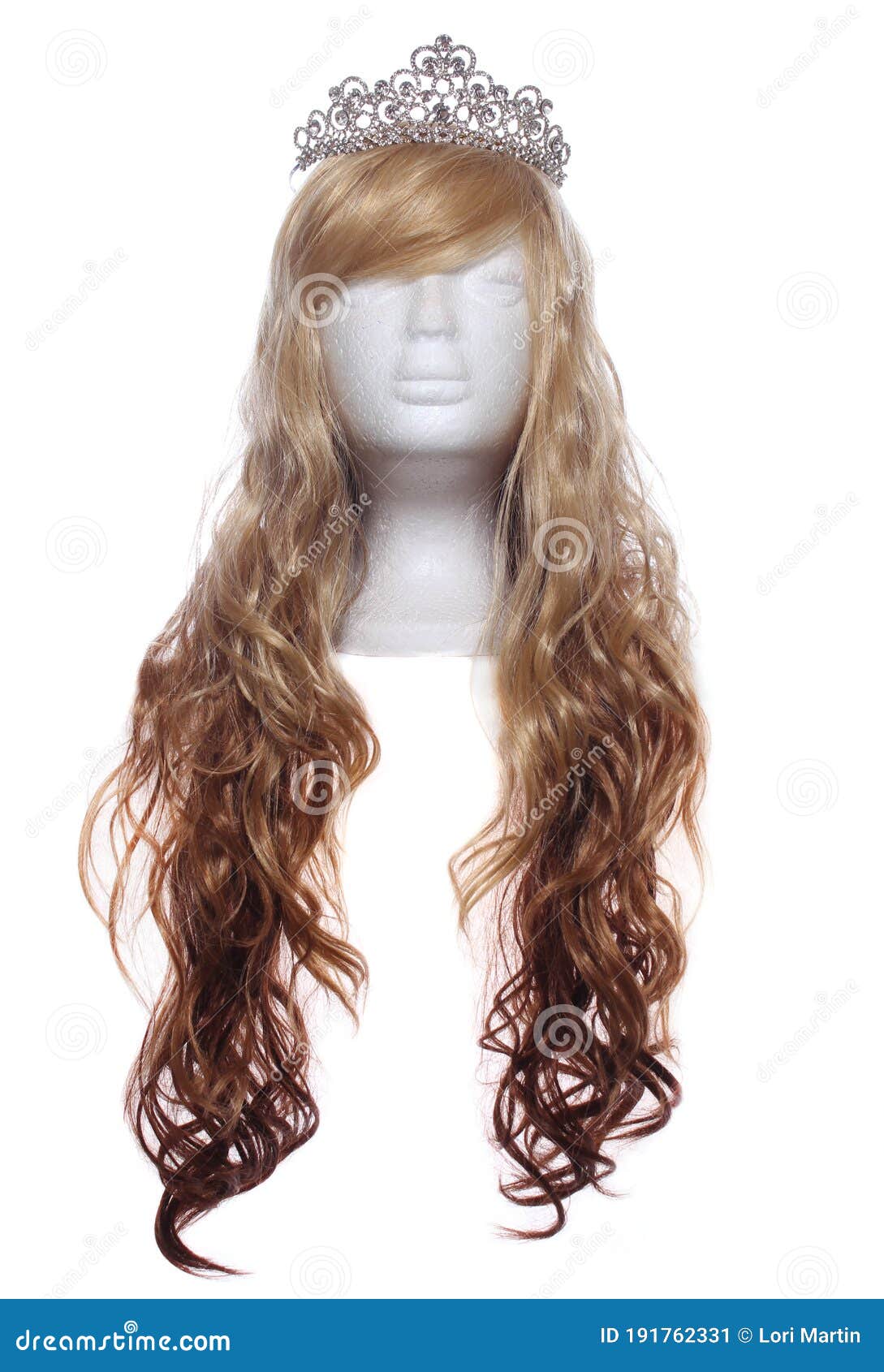 Two Toned Blond Wig on Mannequin Head with Tiara Stock Image Image of