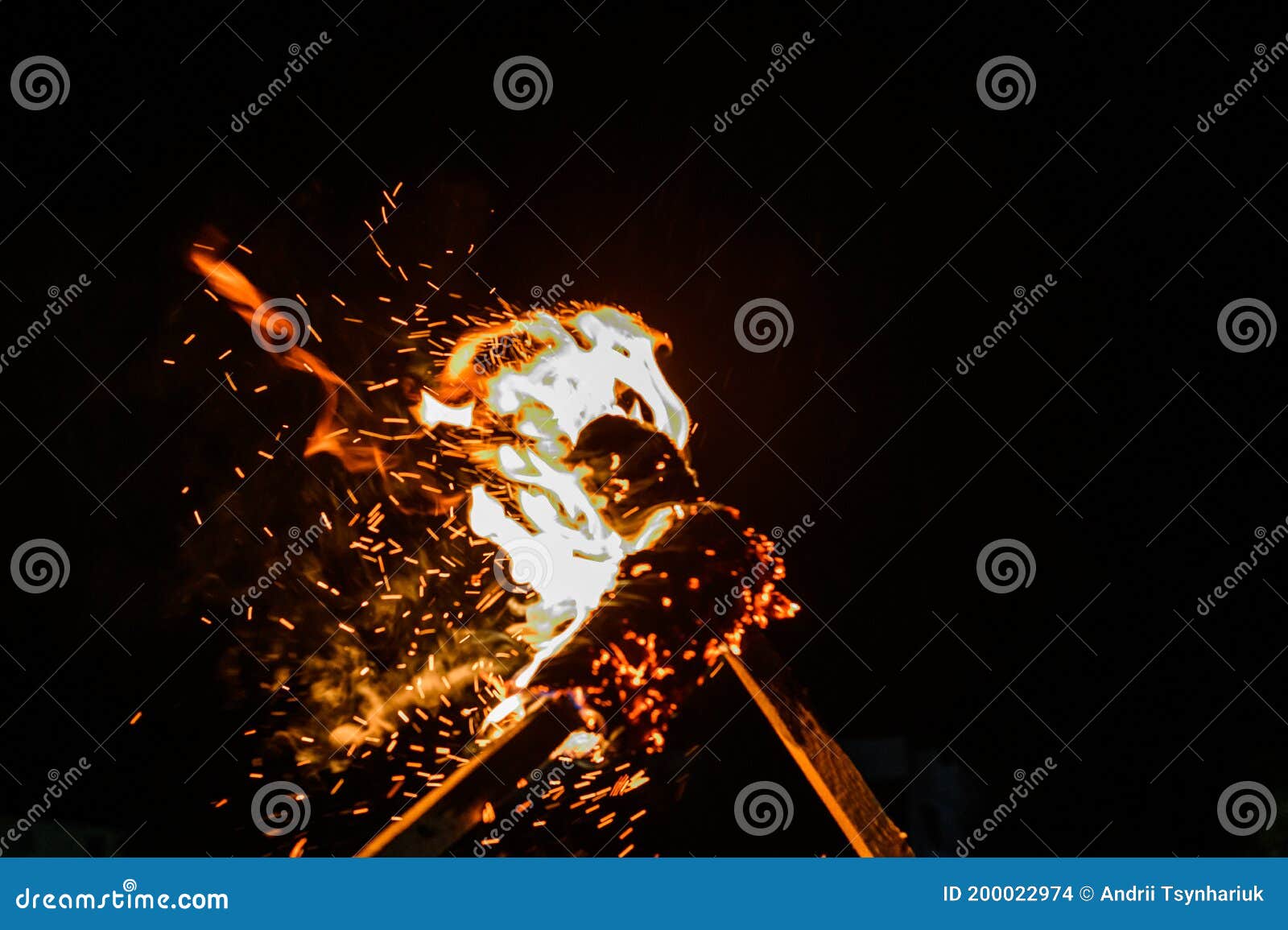 Two Torches, Two Torches Burning, Bright Fire from a Torch with Fire