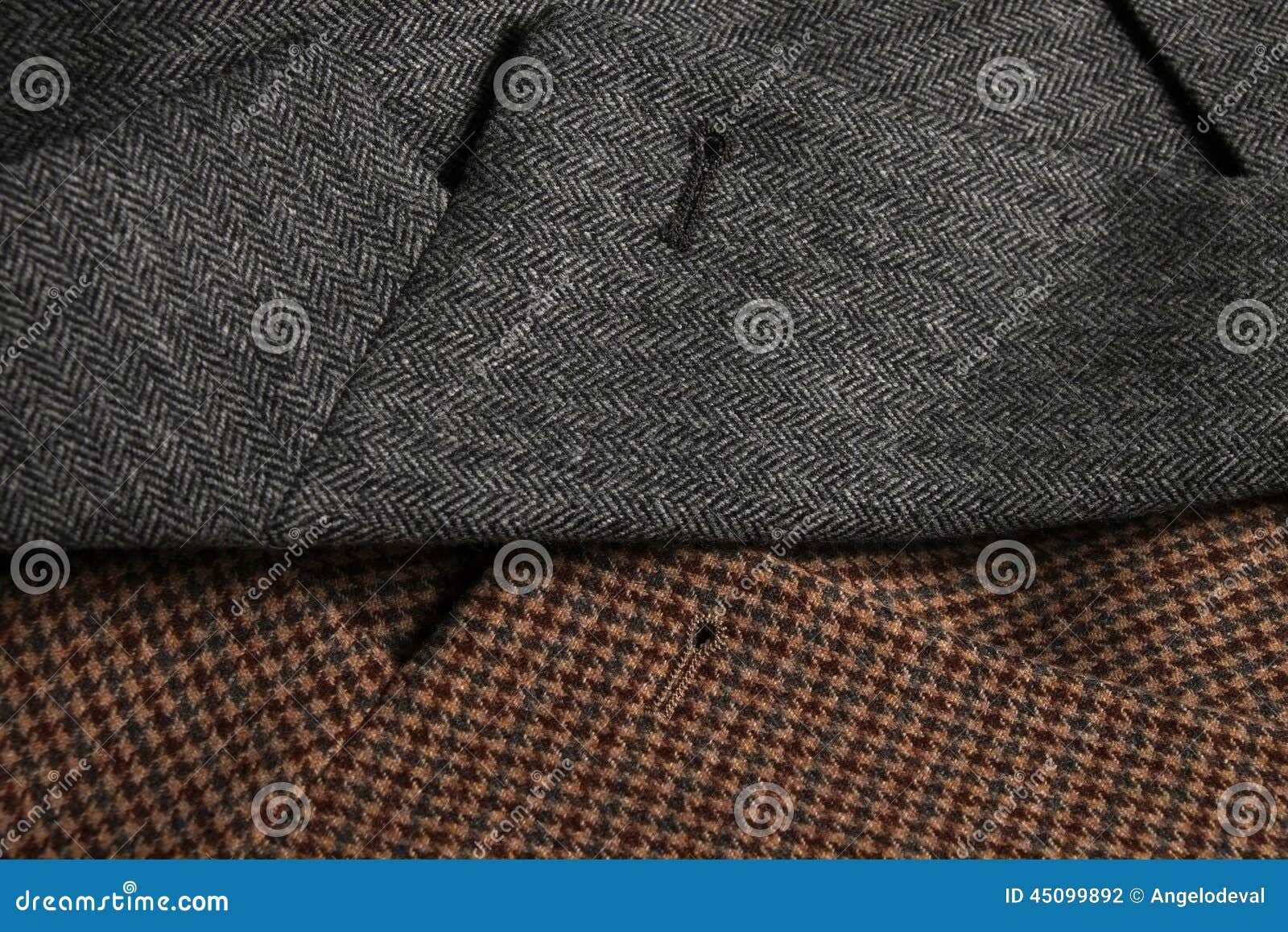 two tweed coat lapels side-by-side