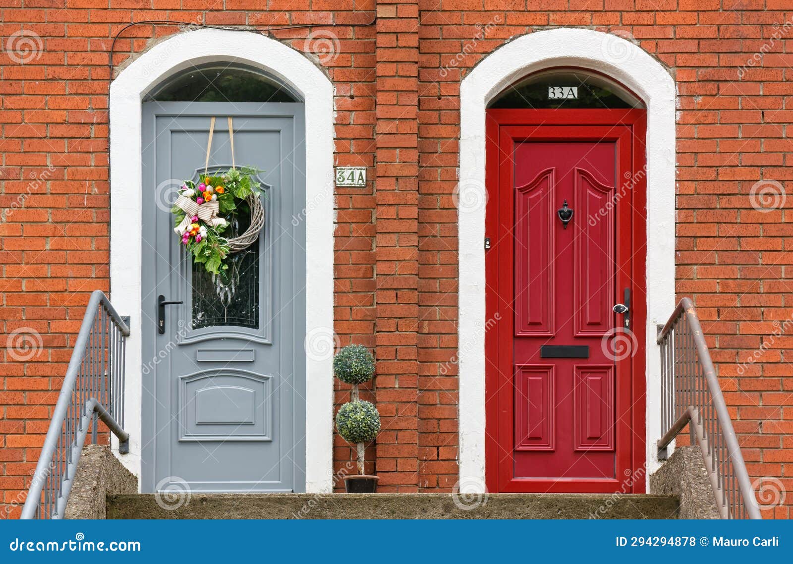 Two Typical House Front Doors in Dublin Editorial Stock Photo Image