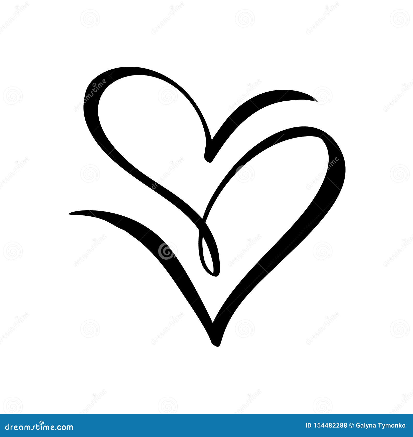 Two Vector Black Hearts Sign. Icon on White Background Stock Vector -  Illustration of greeting, february: 154482288