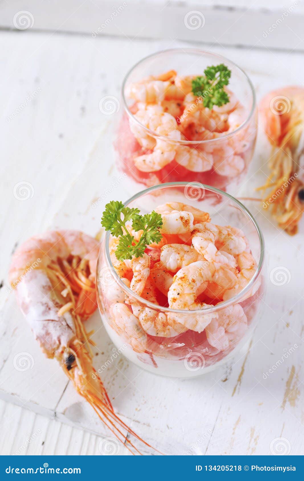 Two Verrines for Appetizer. Shrimp with Grapefruit and Cream Stock ...