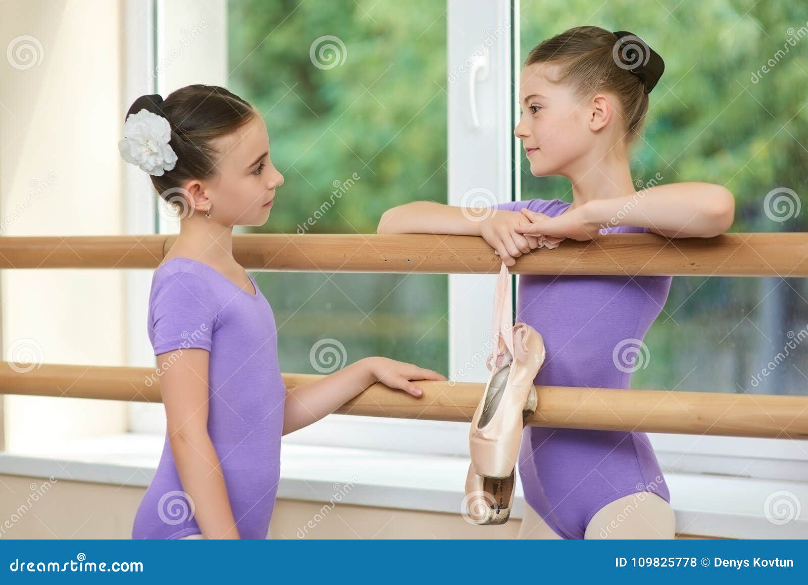 Two Very Young Ballerinas Having Conversation. Stock Photo - Image of  female, friend: 109825778