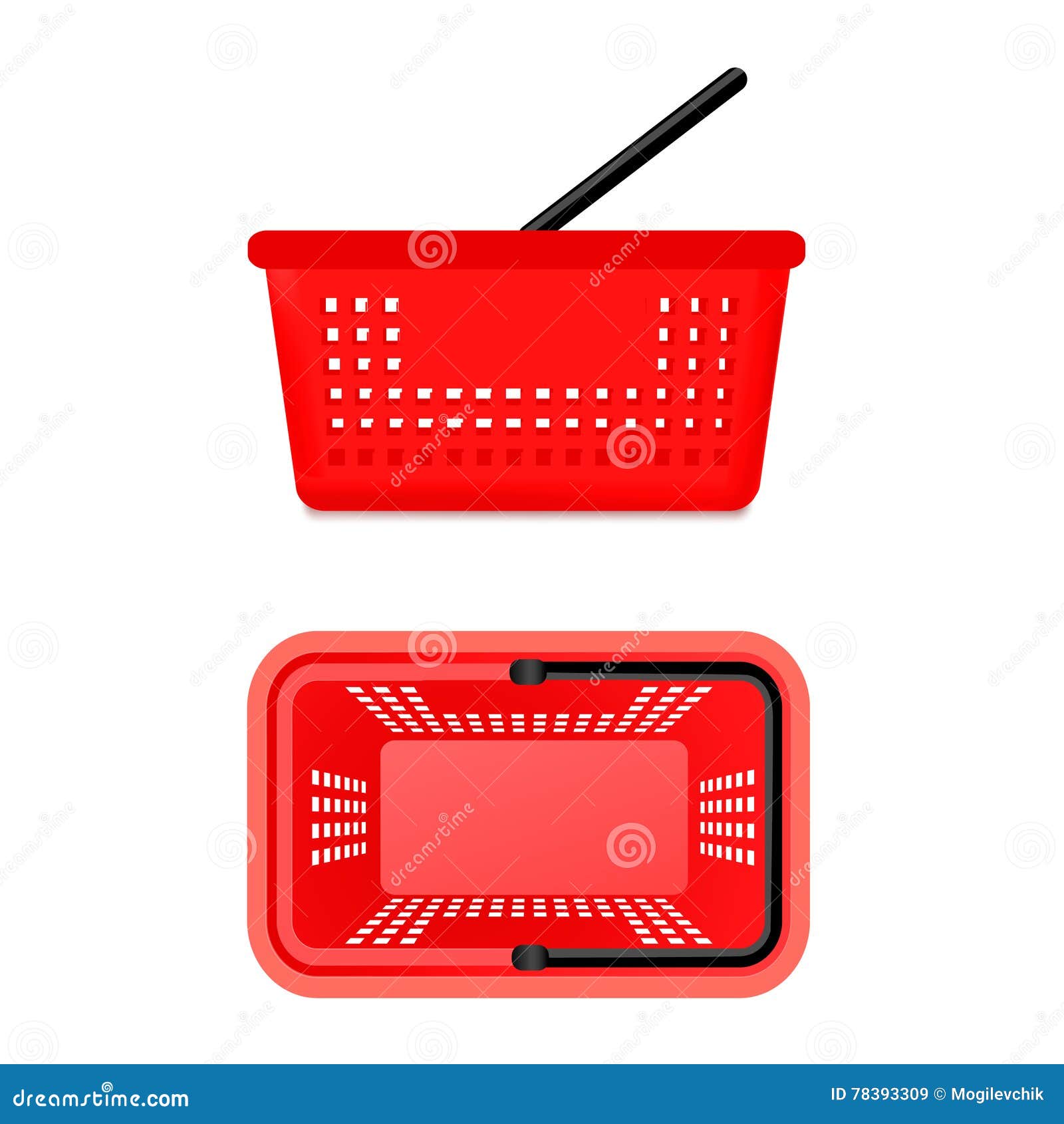 Two Views of Supermarket Basket Stock Vector Illustration of hour
