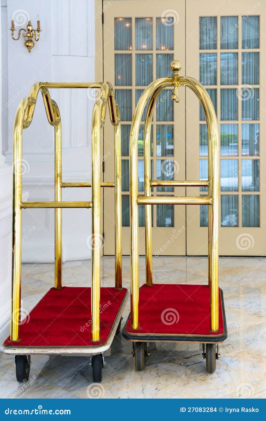 Two Vintage Hotel Baggage Carts Stock Photo Image of floor, holiday
