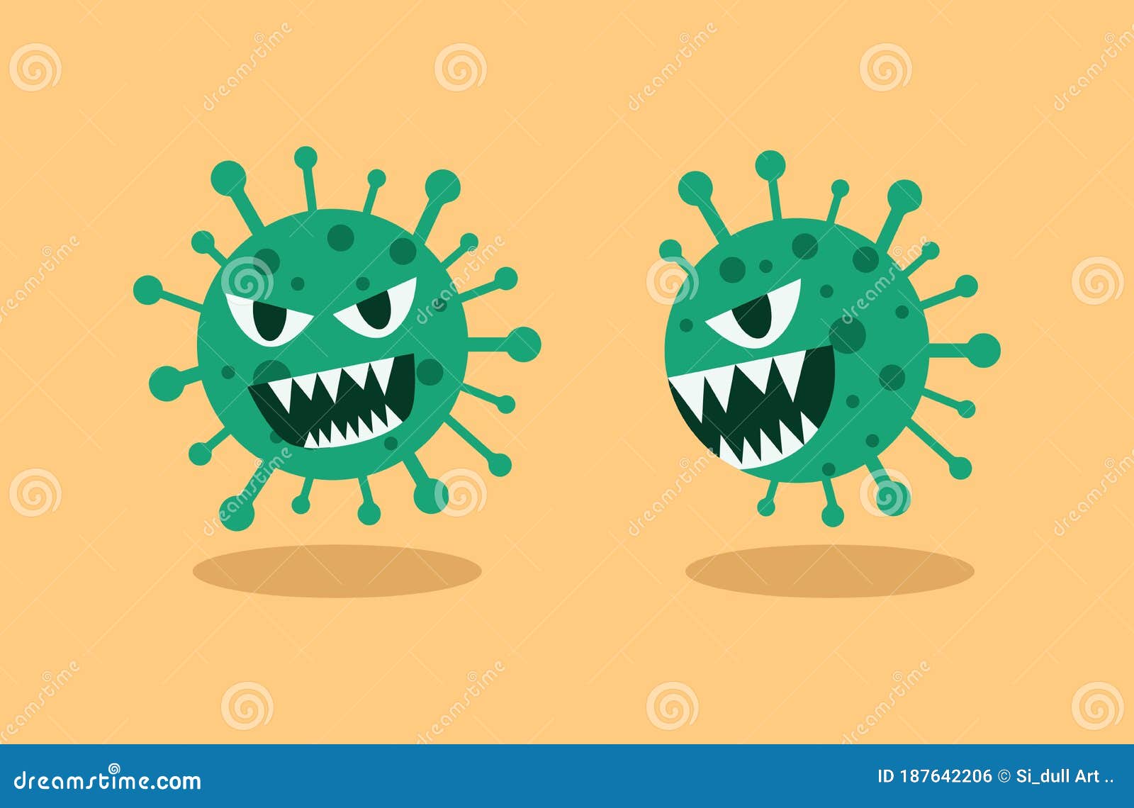 Two Viruses with Different Shapes on the Yellow Background, the