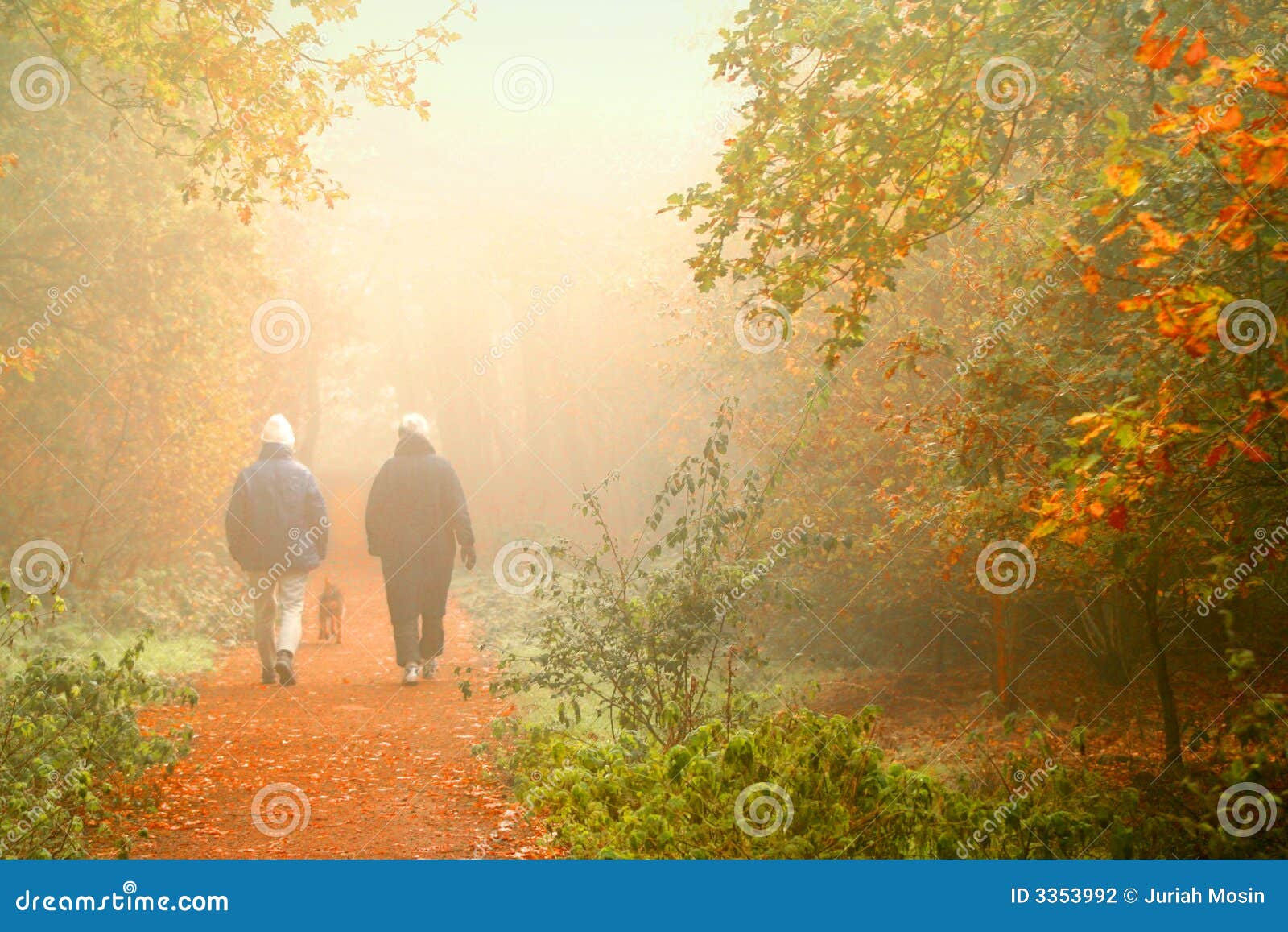 Two walkers in a park stock photo. Image of color, cold 3353992