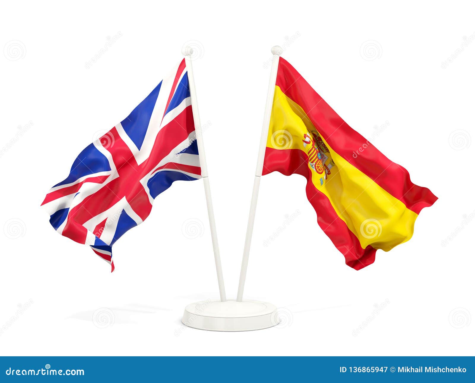 Two Waving Flags of UK and Spain Stock Illustration Illustration of