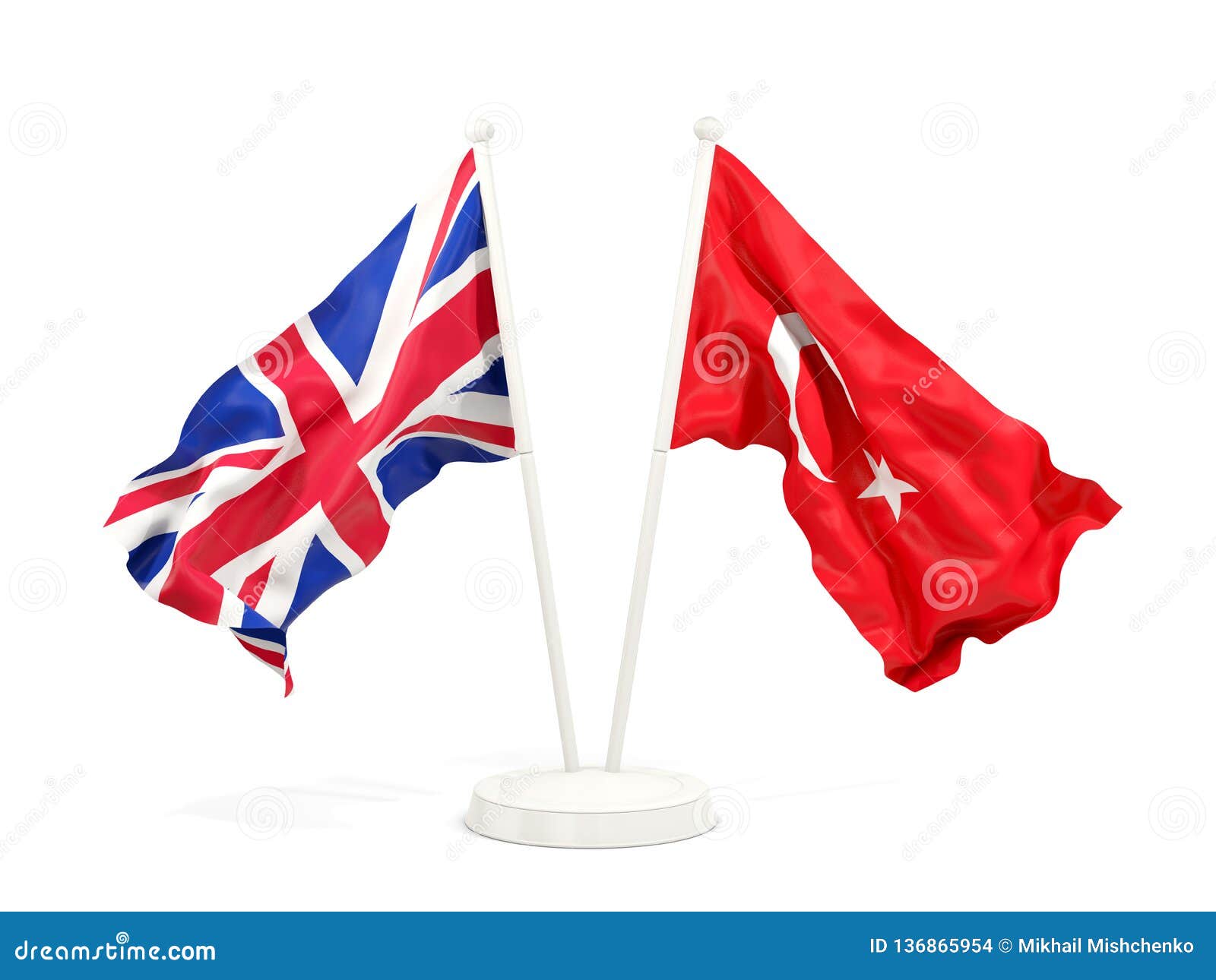 Two Waving Flags of UK and Turkey Stock Illustration Illustration of