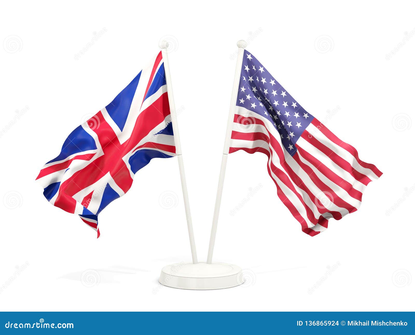 Two Waving Flags Of Uk And United States Stock Illustration