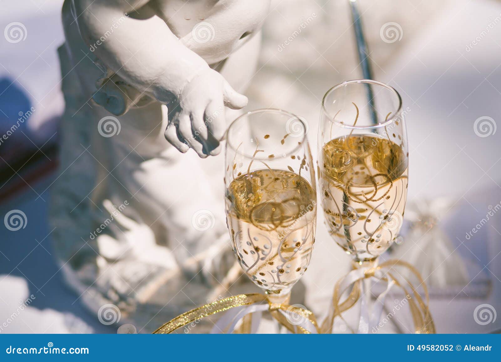 Two Wedding Glasses of Champagne Stock Photo - Image of filled, diet