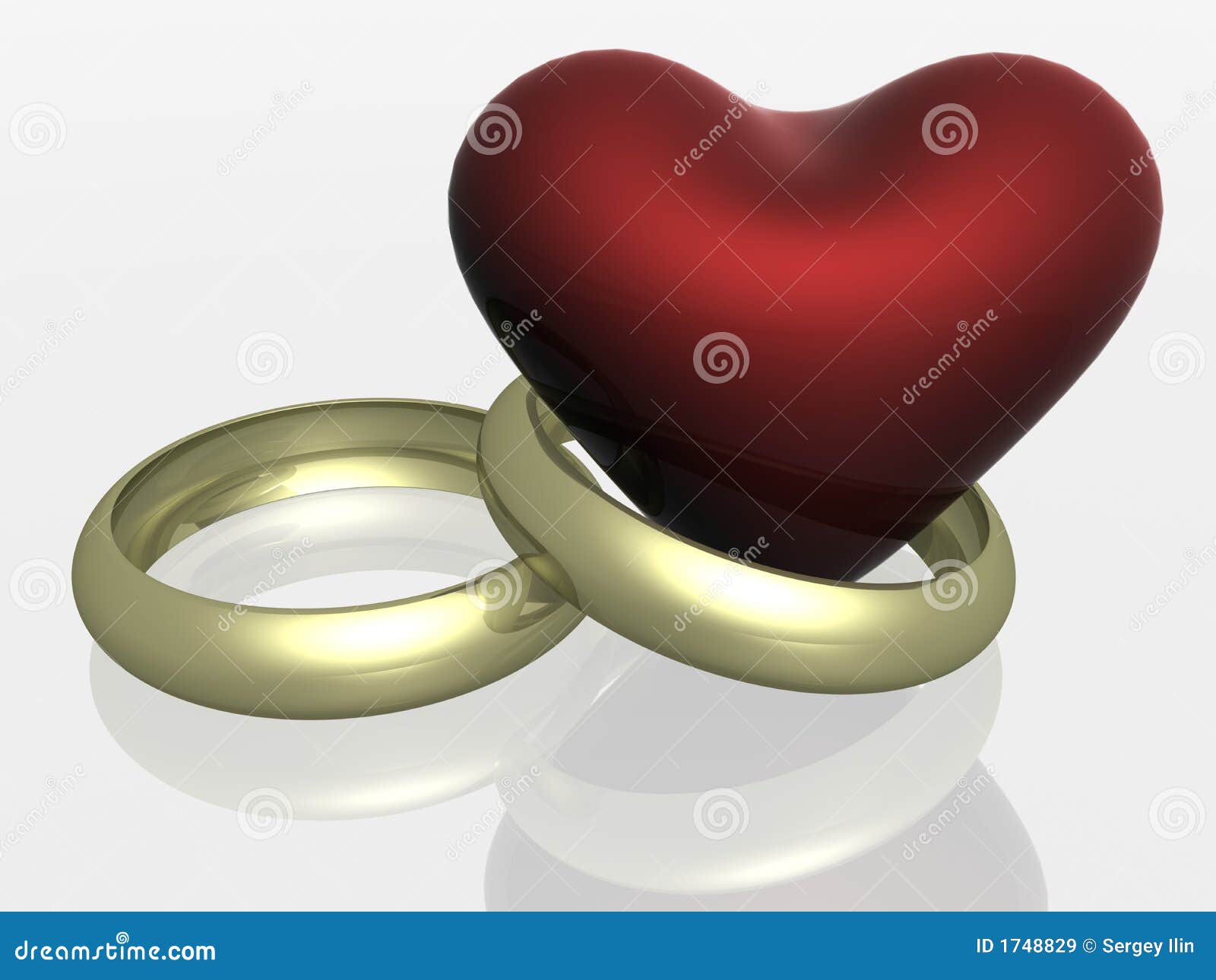 Two Wedding Rings with Heart. Stock Illustration Illustration of