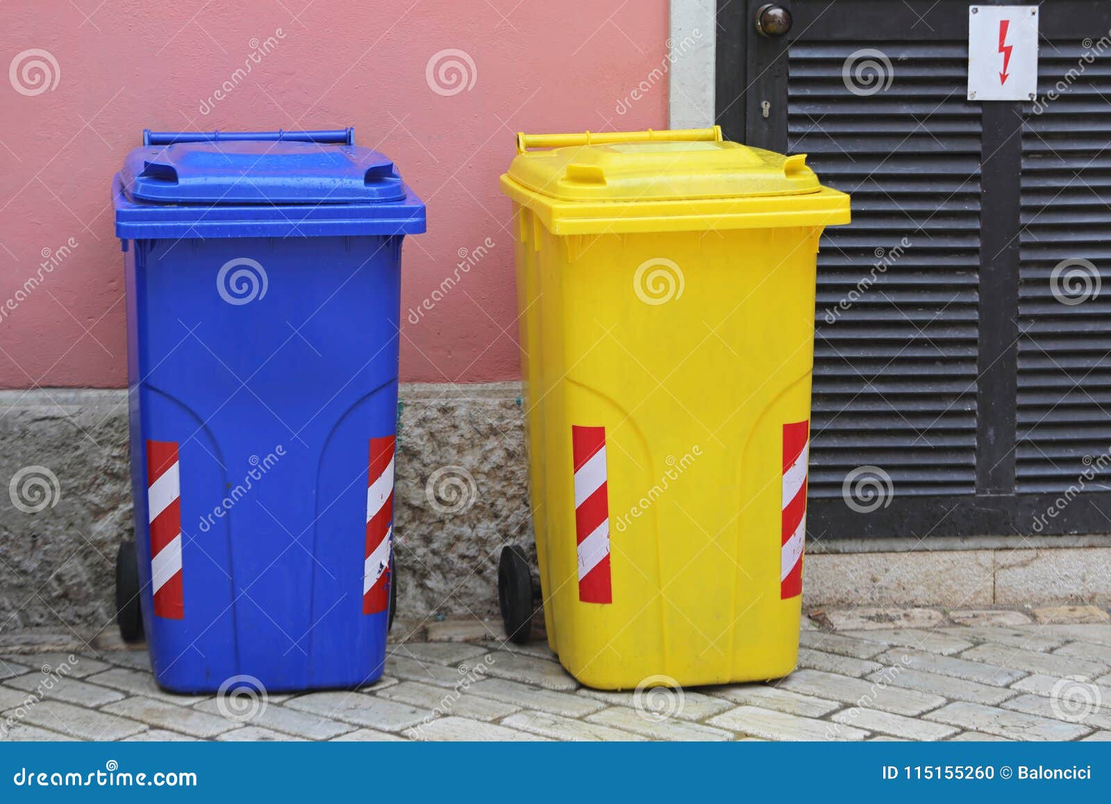 Two Wheelie Bins stock photo. Image of recycling, plastic 115155260