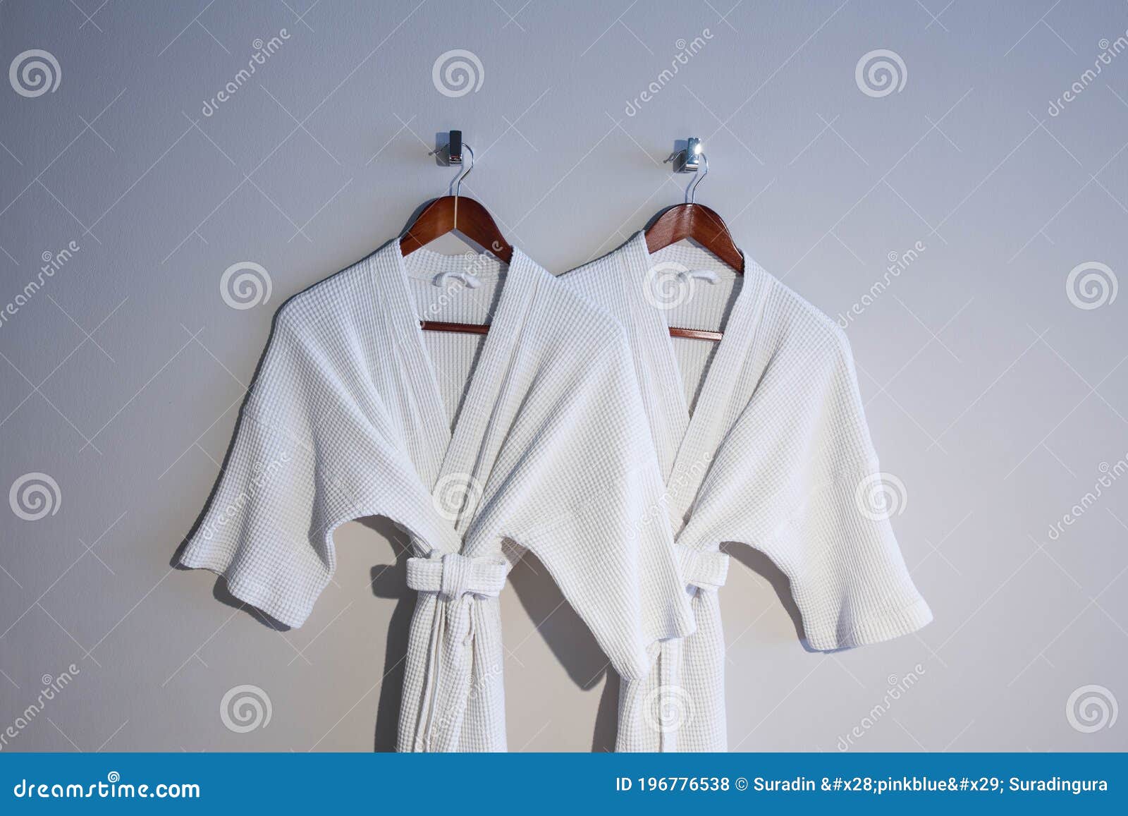 White Bathrobe Hanging on the Wall Stock Photo Image of comfort