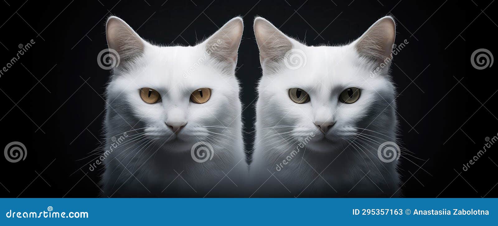 Two White Cats Locked in Stare Stock Illustration Illustration of