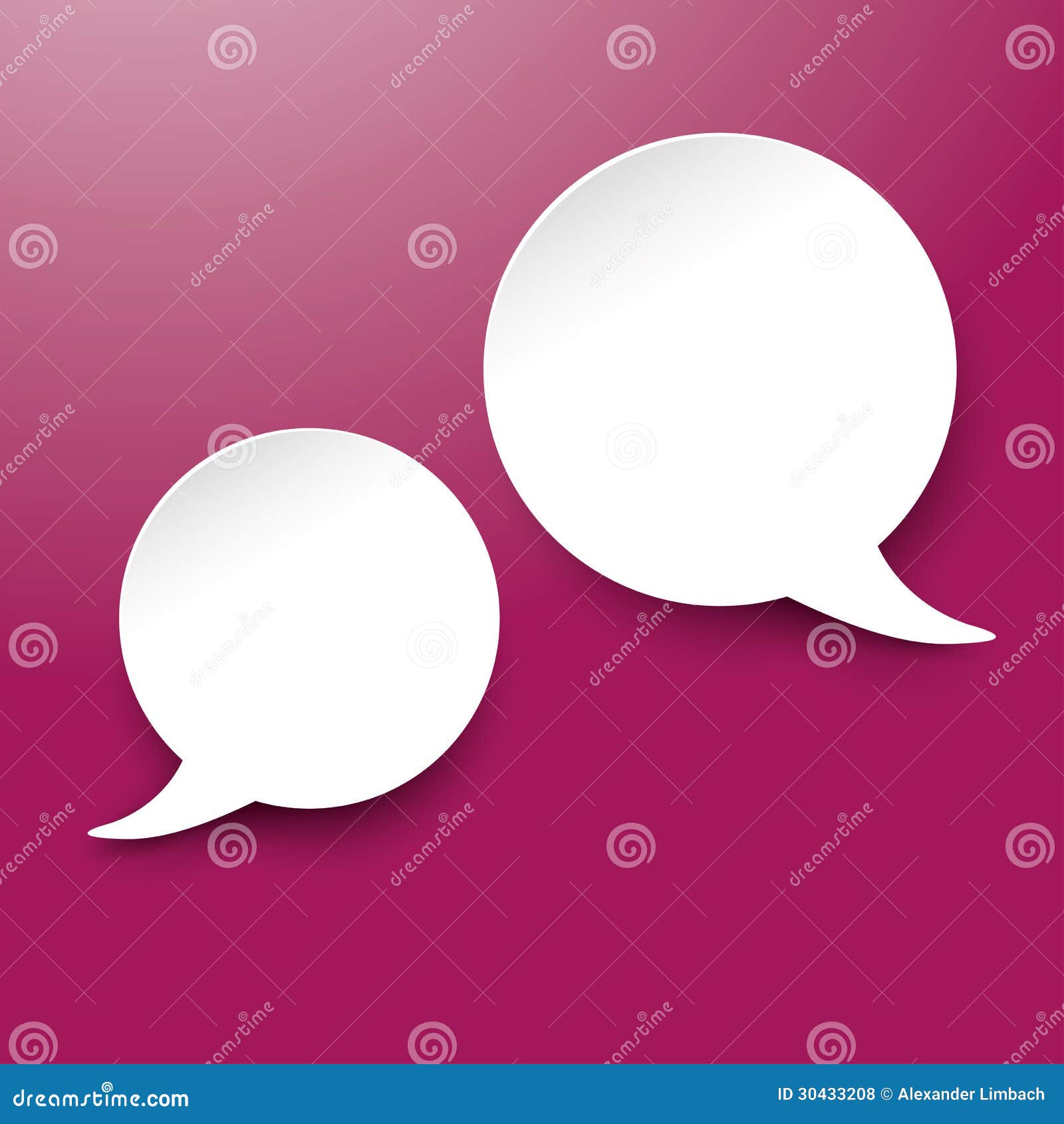 Two White Communication Speech Bubble Purple Labels Stock Illustration
