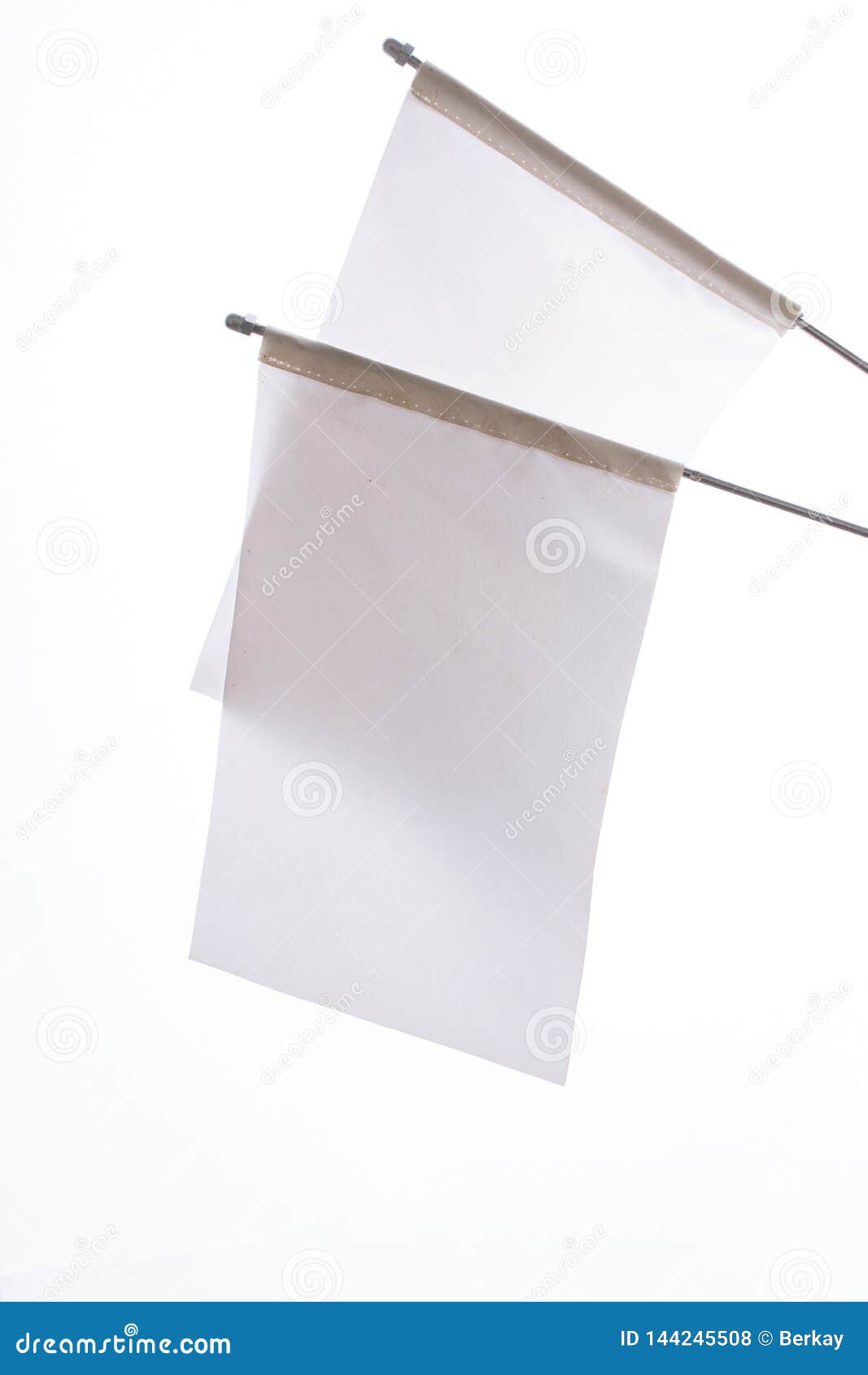 Two White Flags on a White Background in Display Stock Photo Image of