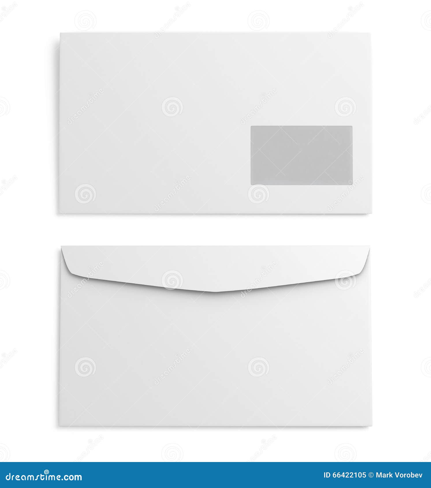 Two White Paper Envelope on White Background. 3d Rendering Stock