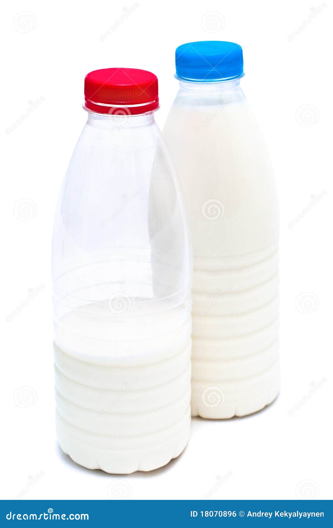 Two White Plastic Bottles with Milk Stock Photo Image of beverage