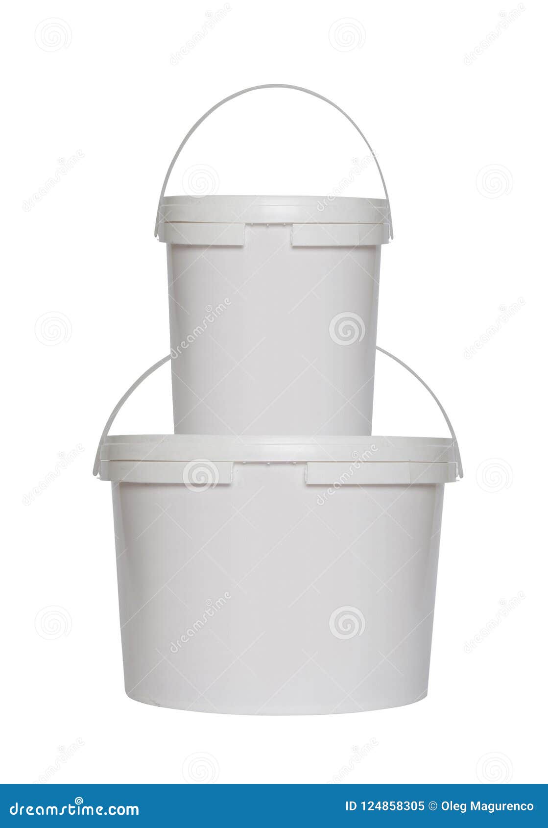 Two White Plastic Buckets Isolated Stock Image Image of construction