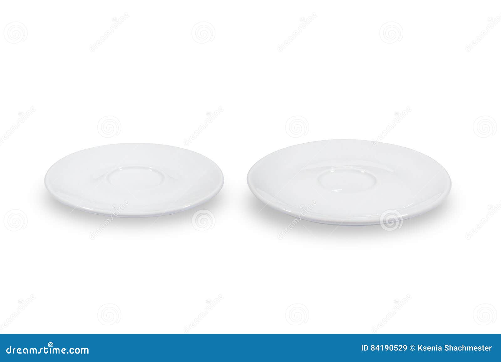 Two White Saucers on White Background from Side Stock Image Image of