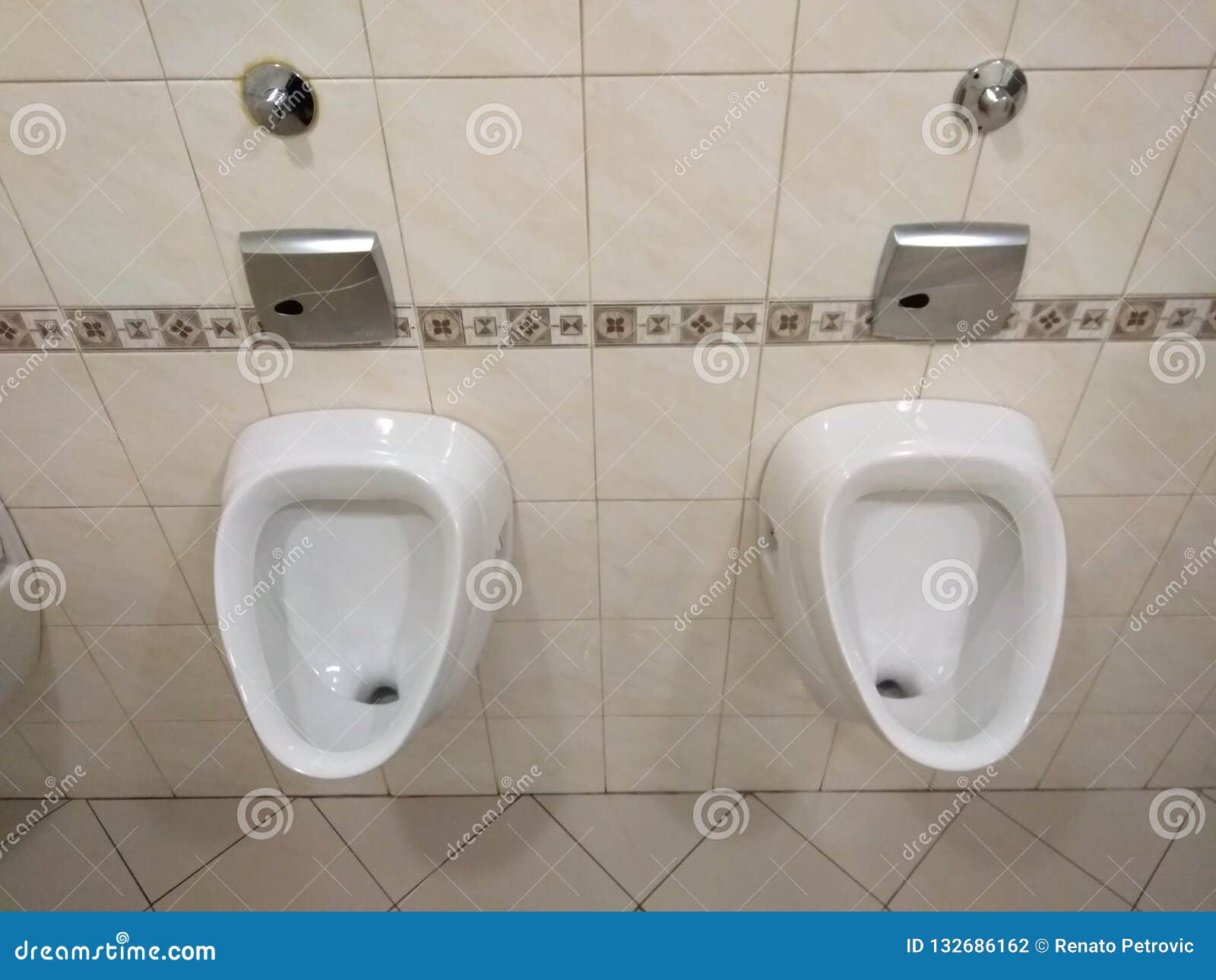 Two White Urinal, Pissoir on Wall Stock Photo Image of clean, urinal