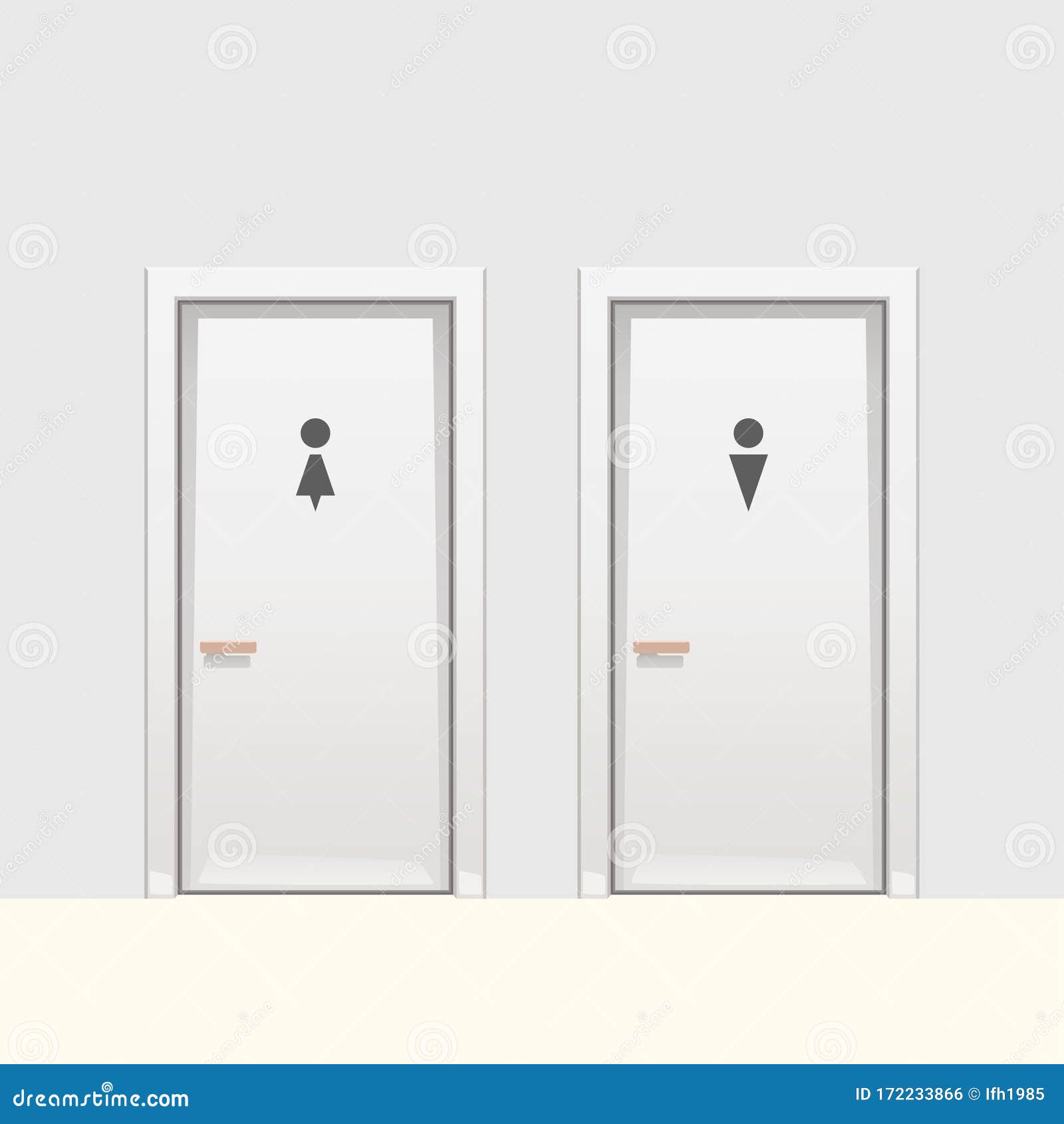 Two White Wc Doors on White Wall Stock Vector Illustration of