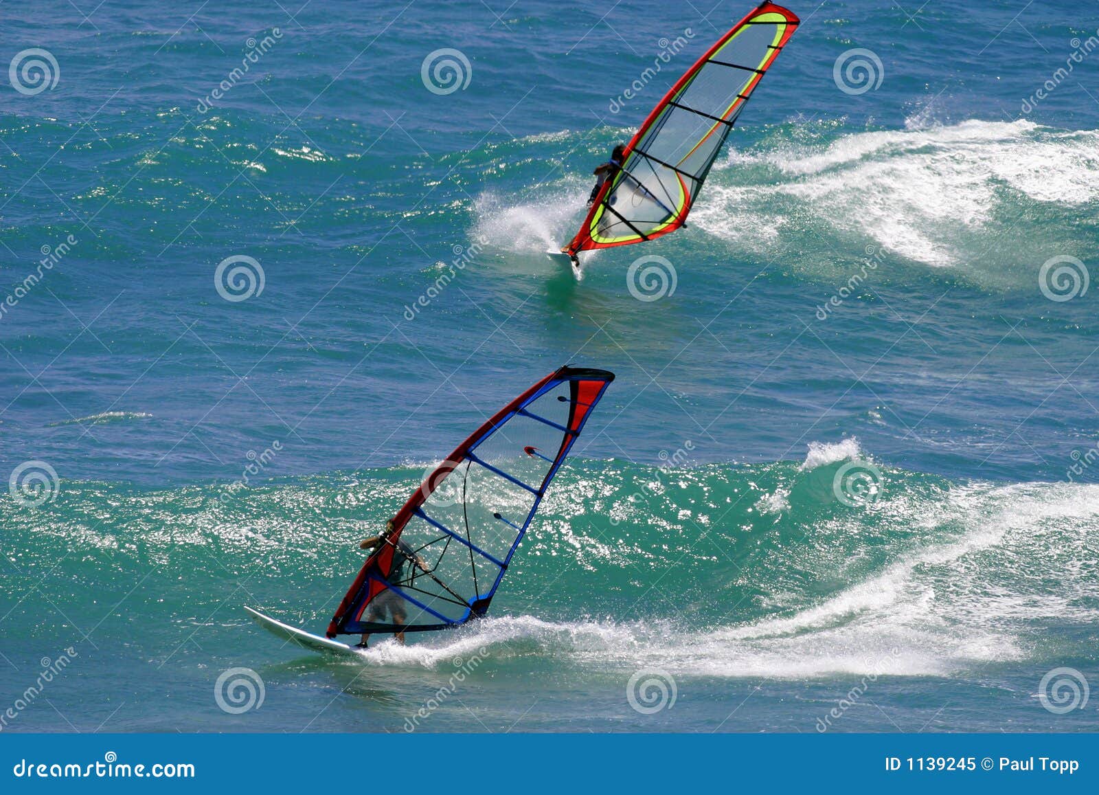 Two Windsurfers Windsurfing in Hawaii Stock Image Image of activities