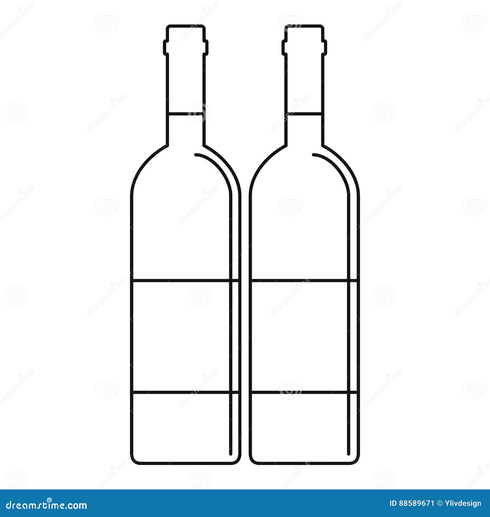 Бутылка вино вектор контур