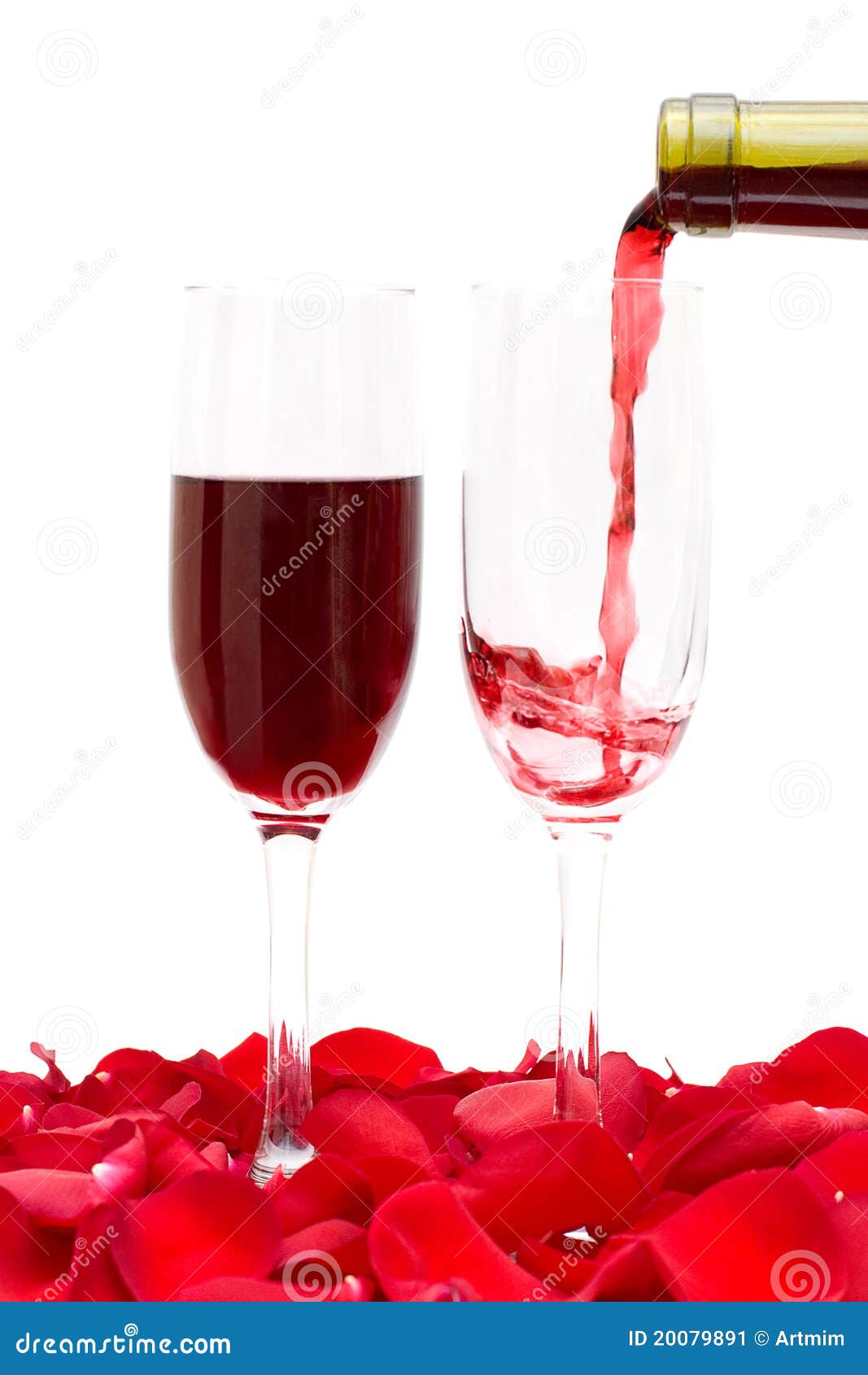 Two Wine Glass And Red Rose Petals Stock Image Image 20079891
