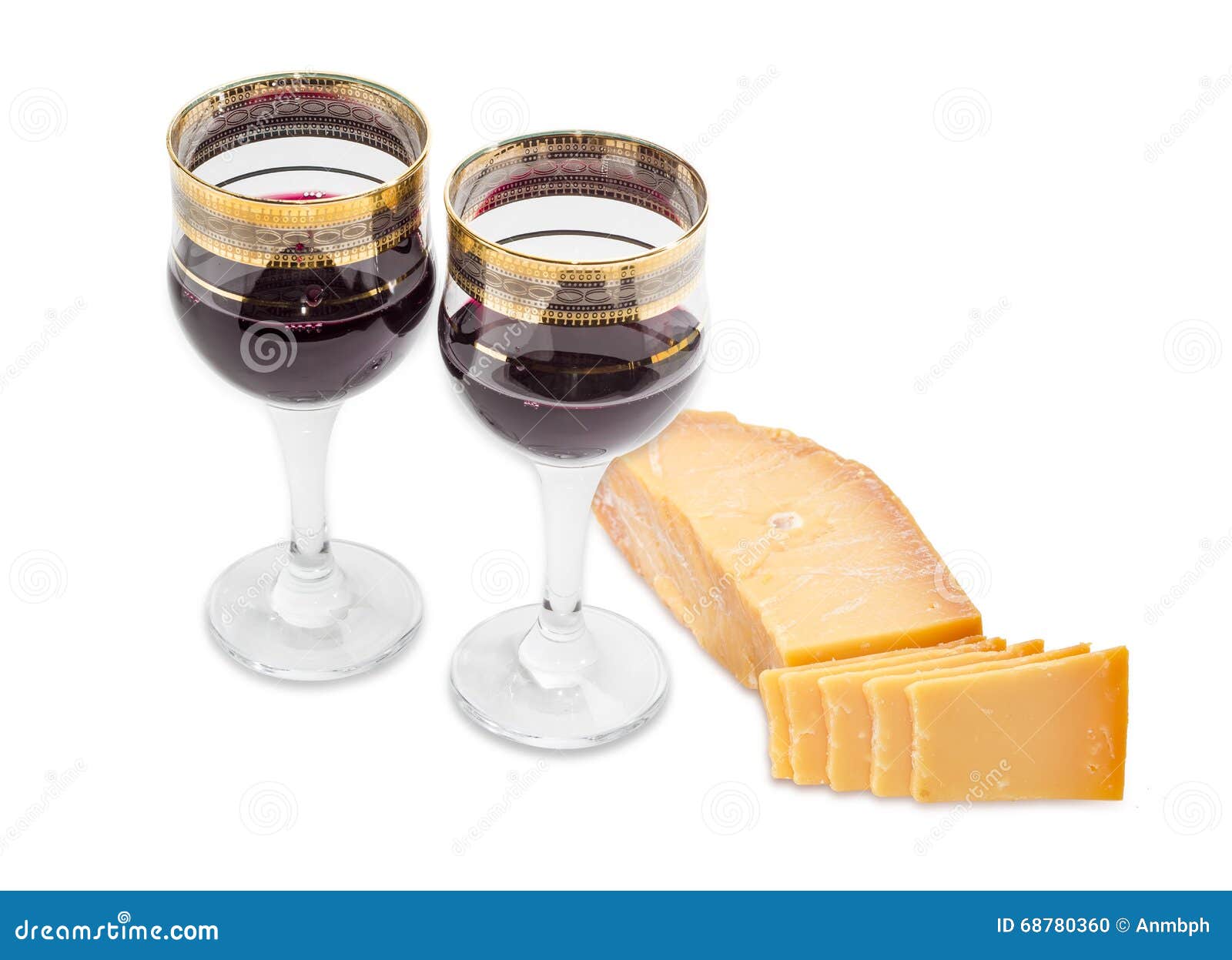 Two Wine Glasses with Red Wine and Hard Cheese Stock Photo Image of