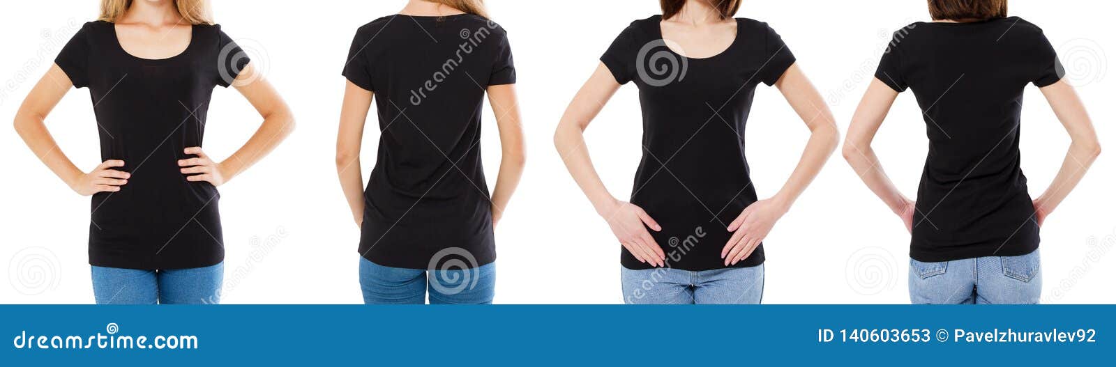 Download Two Woman In Black T-shirt : Cropped Image Front And Rear ...