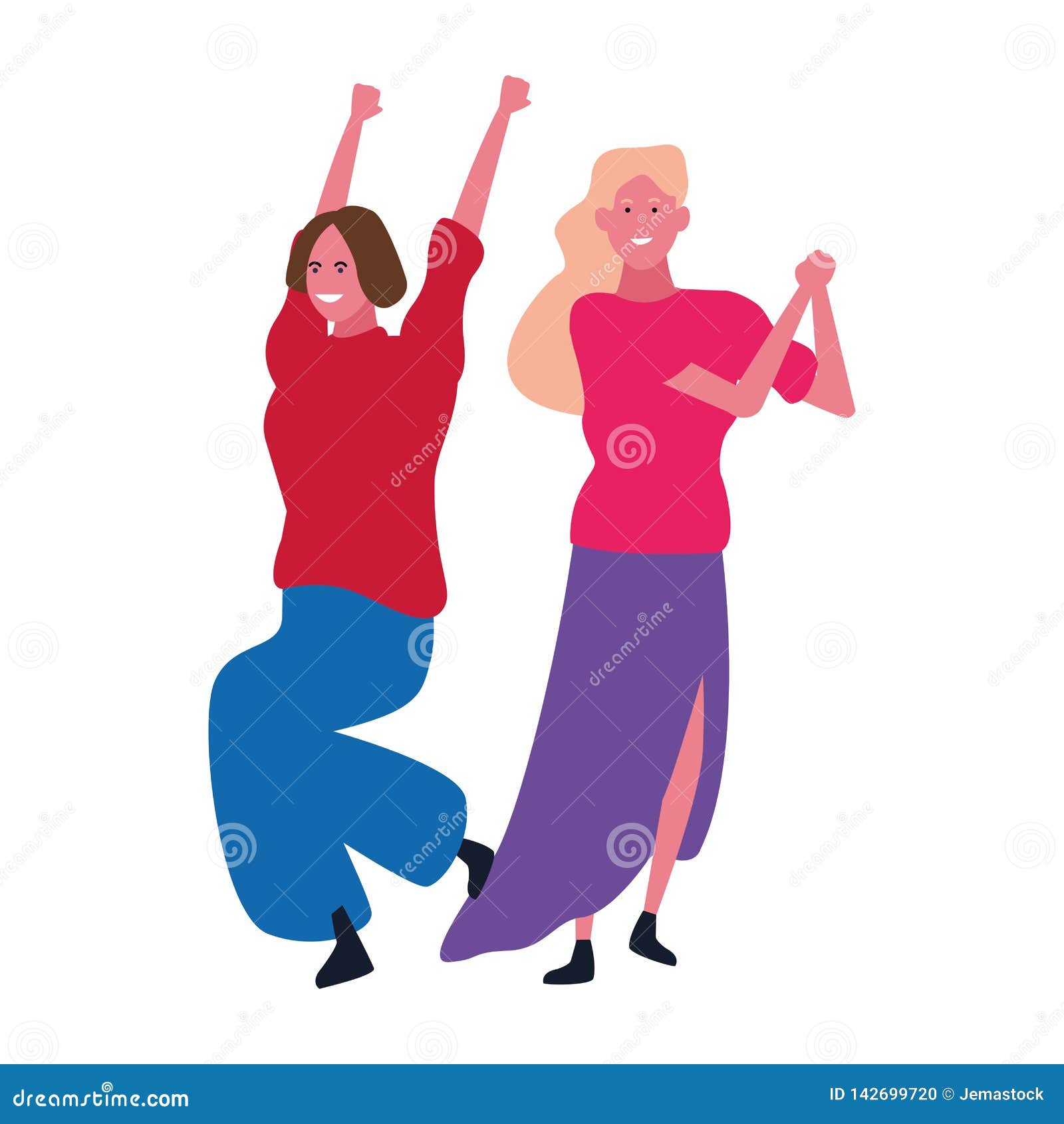 Two women friends cartoon stock vector. Illustration of friend - 142699720